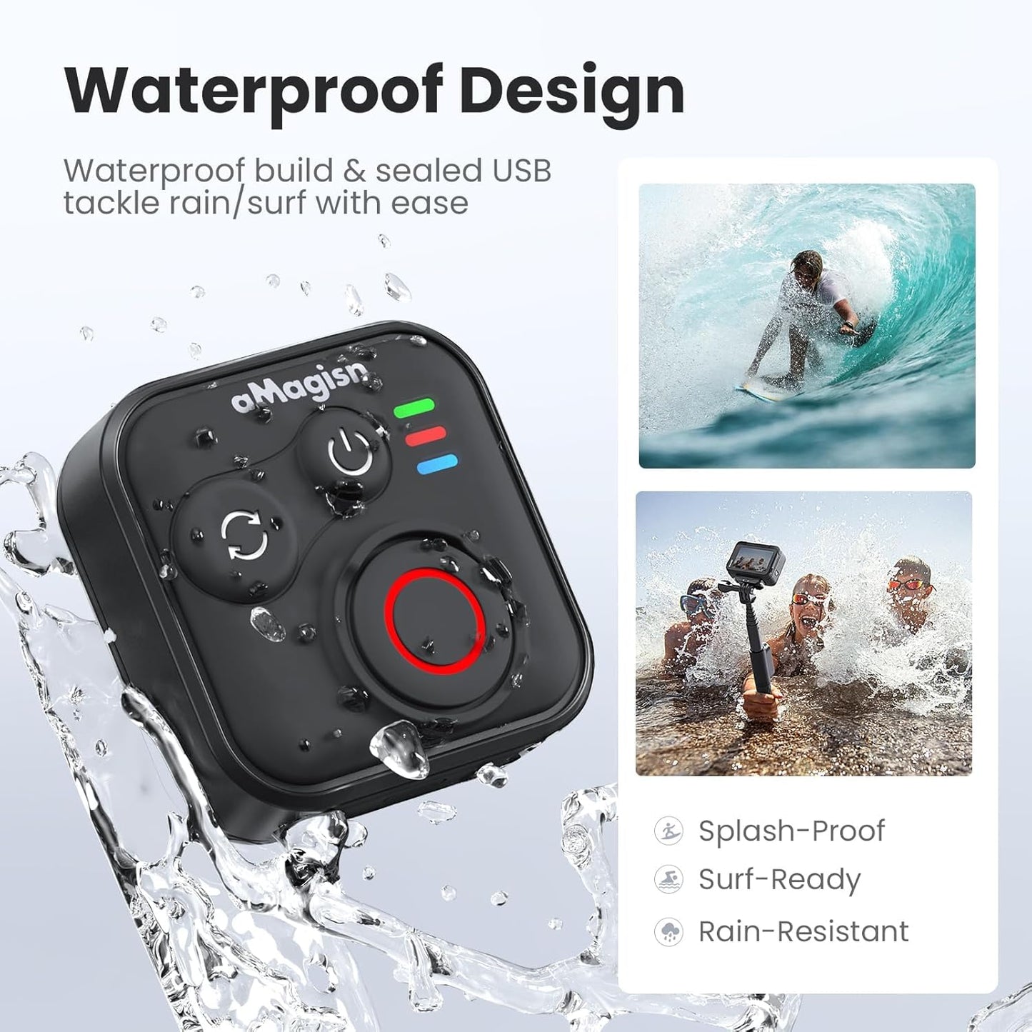 YDW Bluetooth Remote Control for INSTA360 X5 X4 X3 X2/Ace Pro2/Ace Pro/Ace/GO 3S/GO 3/ONE RS/ONE R/Gopro Hero13/12/11/10/9/8/Max/Mini,Wireless 50M Remote Control Range