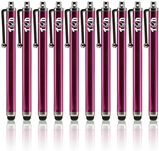 TCD 10 Pack Stylus Pen for Touch Screen, Universal Capacitive Digital Stylus Pen for iPad, iPhone, Tablet, Laptop – Premium Thick Styluses for All Touchscreen Devices with Rubber Tip, Hot Pink
