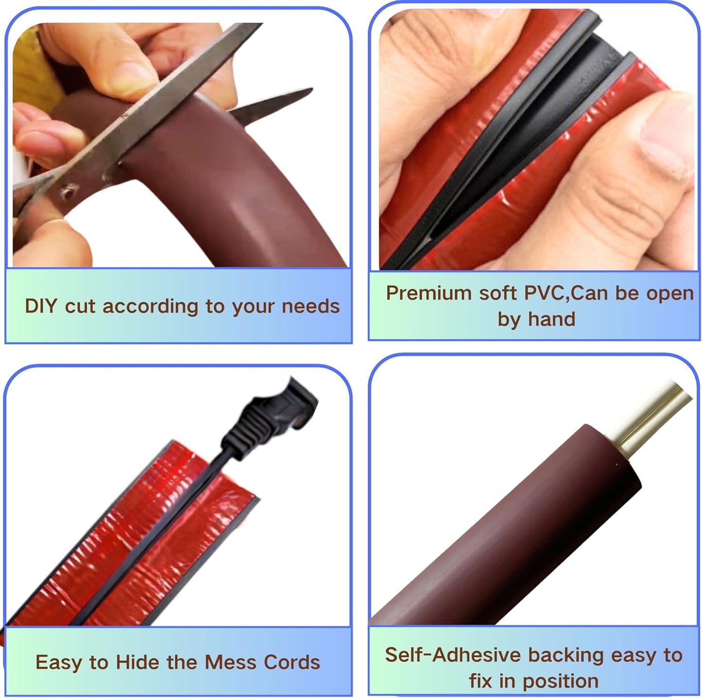 3.3ft Self Adhesive Floor Cord Cover,Heavy Duty Soft PVC Cable Protector and Extension Cord Hider,Cord Management System to Hide Wires on Floor,Cable Cavity:0.61" (W) x 0.32" (H) White