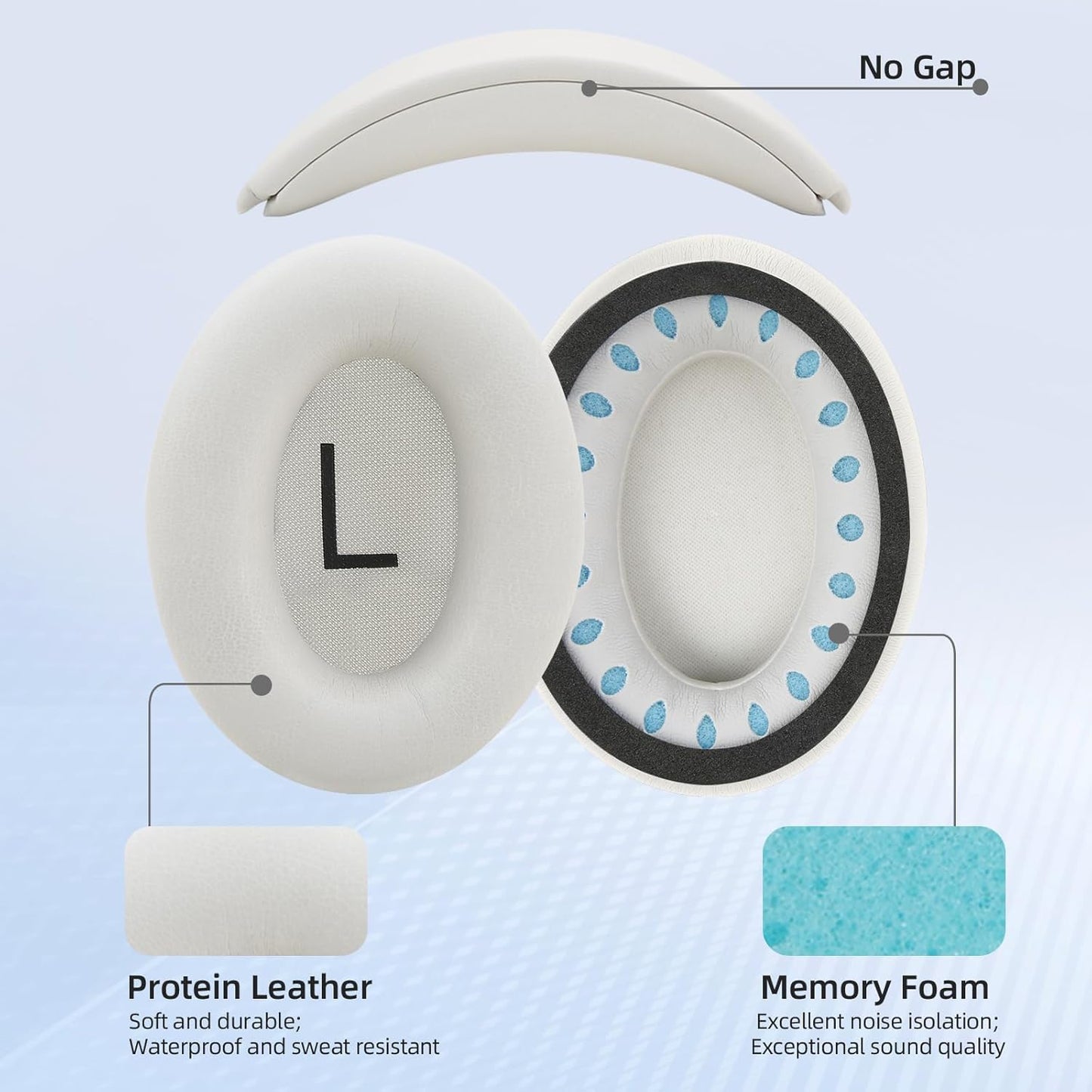 Replacement Earpads and Headband Pad Compatible with Bose QC35 QC45 Waterproof and Sweat-Resistant (Beige)