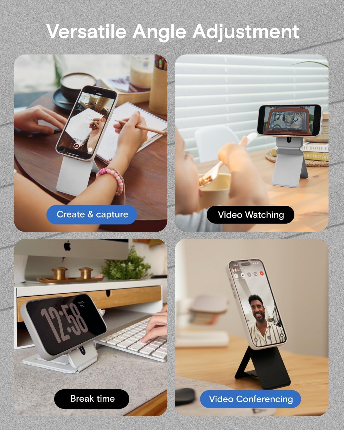 MOFT Phone Tripod Stand Selfie Stick for iPhone, Multi-Angles iPhone Stand, Lightweight & Portable Phone Holder, Strong Magnets, MOVAS Vegan Leather, Travel Essentials, Jet Black (Without Card Slot)