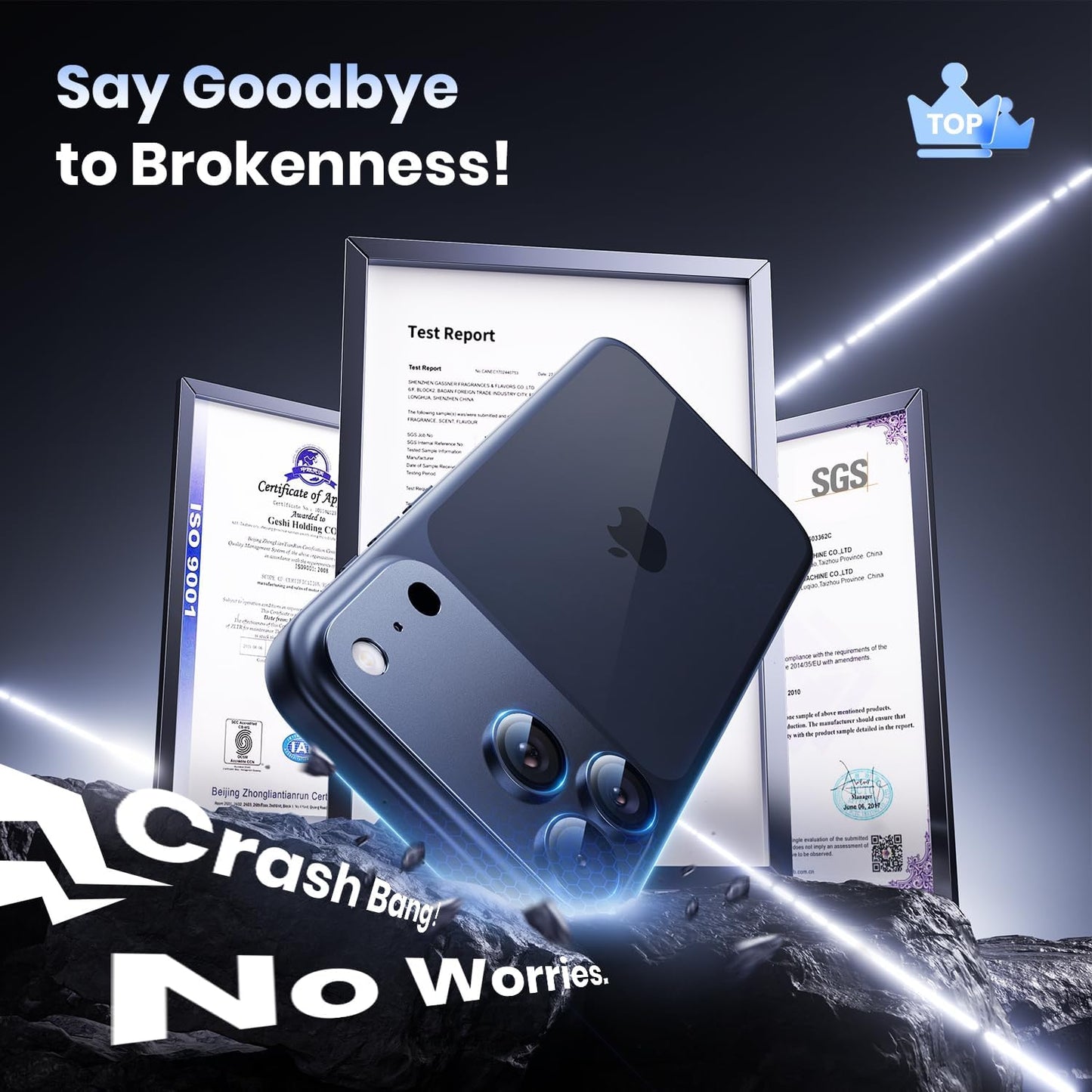 Hoerrye for iPhone 17 Pro Max Camera Lens Protector - [12FT Shatterproof Military Grade] [Strong Adsorption] 9H+ Tempered Glass Camera Screen Full Protective Cover Case Friendly,Deep Blue