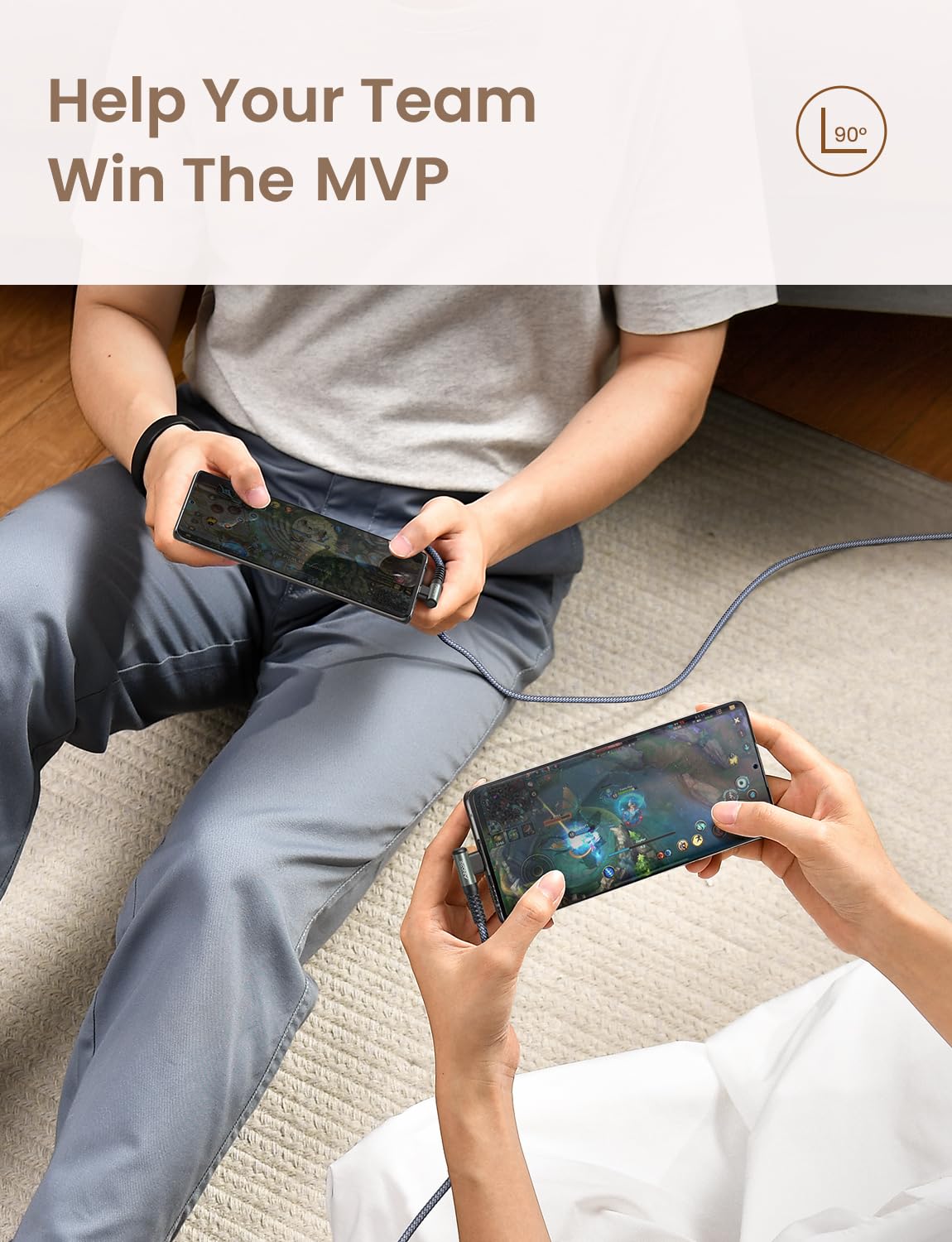 AINOPE USB to USB C Cable [5-Pack, 6.6ft] 3.1A Type C Charger Fast Charging, Right Angle USB to C Cable for Galaxy A15 A25 A35 A55 A54, S10+ S10 S9, Note 20 10 9, LG V30, Moto G, iPhone 16 15 Cord