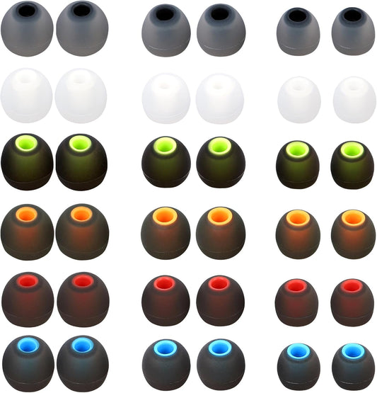 Silicone Replacement Earbud Tips Earbud Covers Eartips Fit Most in-Ear Earbuds(Inner Hole 3.8mm -5.1mm) Headphone Earbuds Rubber Tips 18 Pairs S M L
