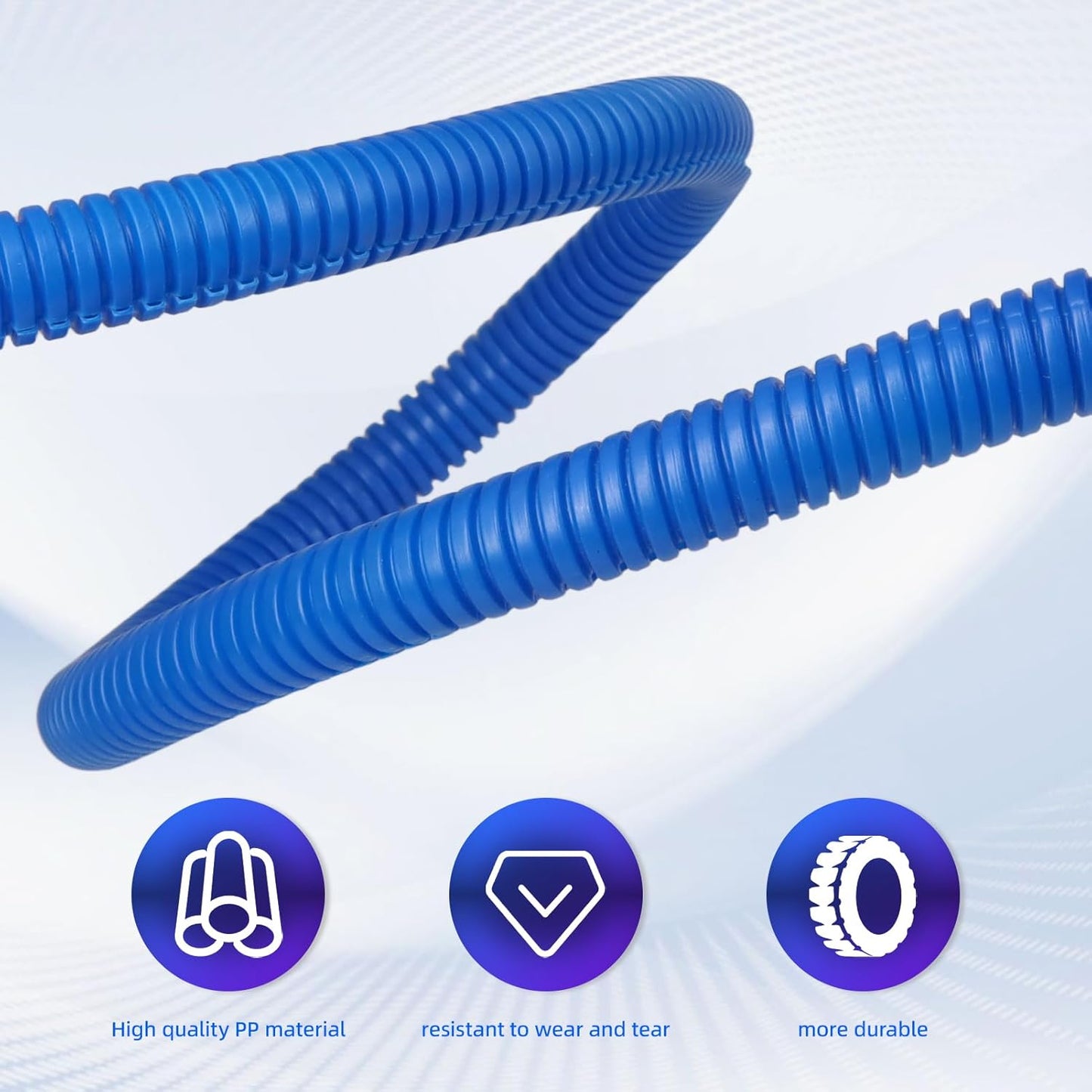 Split Wire Loom Tubing, 10,25ft Cord Protectors from Pets No Chew, Flexible Wire Covers Cord Protectors, Protective Split Cable Sleeve for Automotive Home Industrial Wires(Blue, 0.46inch-10ft)