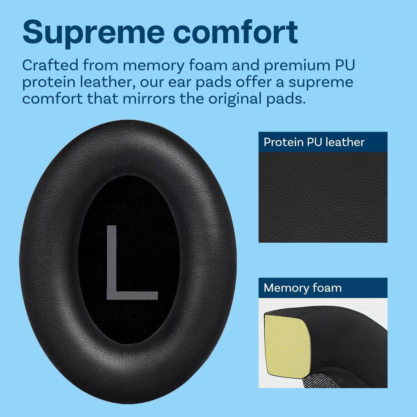 Ear Pads Replacement for Bose QuietComfort 45 (QC45) / QuietComfort SE/New Quiet Comfort Wireless Over-Ear Headphones by MMOBIEL - Protein PU Ear Pad Cushions - Noise Isolation Earpads Replacement