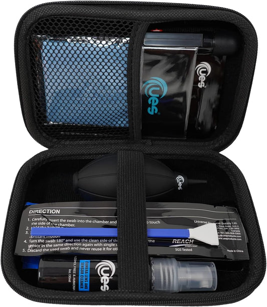 UES 21-in-1 Camera Cleaning Kit: 10 APS-C 16mm Sensor Cleaning Swabs, 5 Lens Cleaning Cloth, Air Blower, Lens Cleaning Pen, Lens and Sensor Liquid Cleaner, Lens Cleaning Paper, Screen Cleaning Cloth