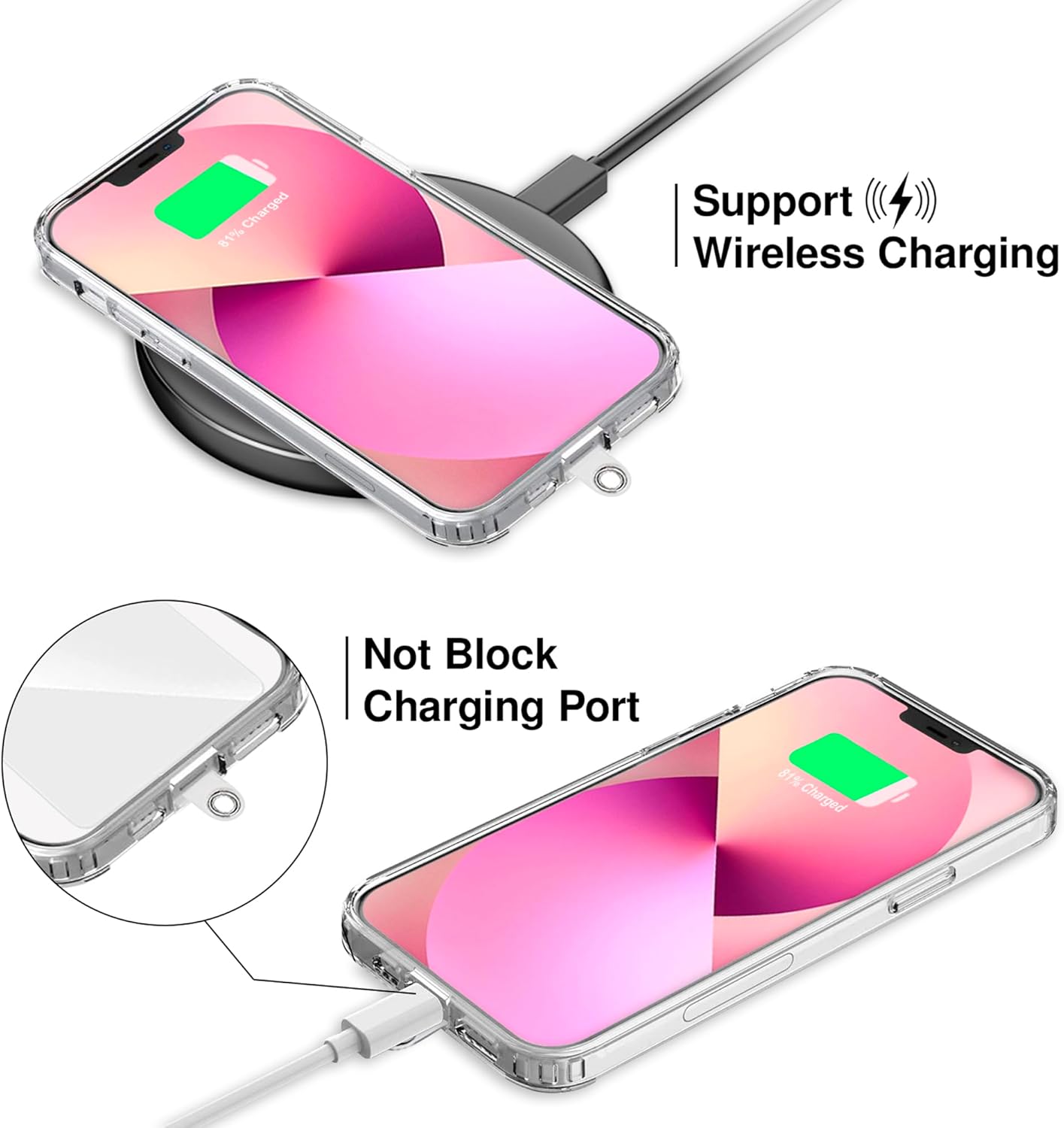 Cell Phone Lanyard [Pink] - Comfortable Universal Smartphone Lanyard - Easy to Use Neck Phone Holder [Clear Patch] - Adjustable Length Phone Strap Crossbody - Fits All Mobile Phones