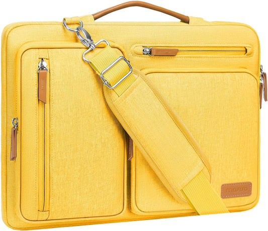 MOSISO 360 Protective Laptop Shoulder Bag,17-17.3 inch Computer Bag Compatible with MacBook, HP, Dell, Lenovo, Asus Notebook,Side Open Messenger Bag with 4 Zipper Pockets&Handle, Yellow