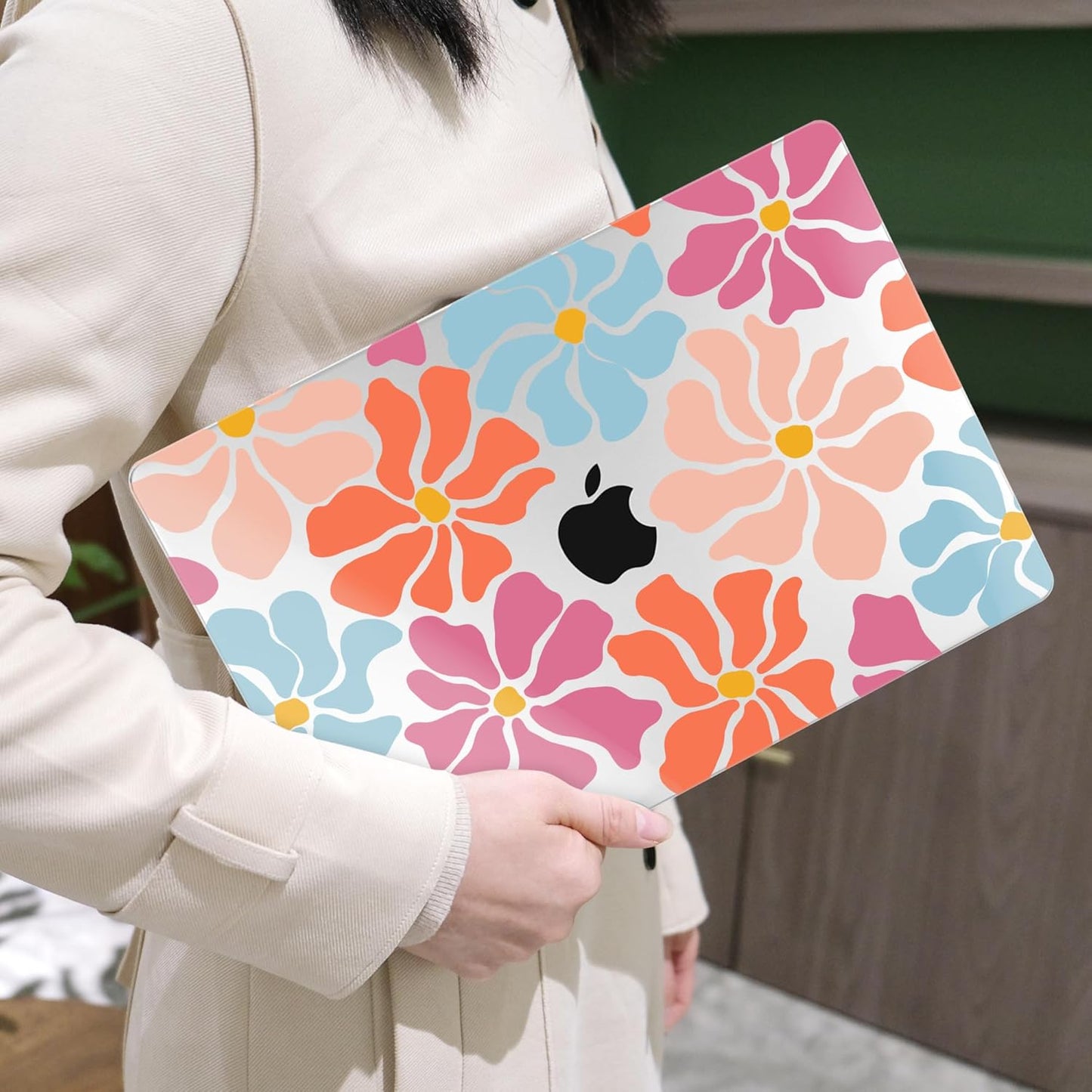 MEEgoodo Case for MacBook Pro 13 inch Case 2022 2021 2020 A2338 M2/M1 A2251 A2289,Laptop Hard Shell with Keyboard & Camera Cover Compatible with 13 inch MacBook Pro,Minimalist Style Floral