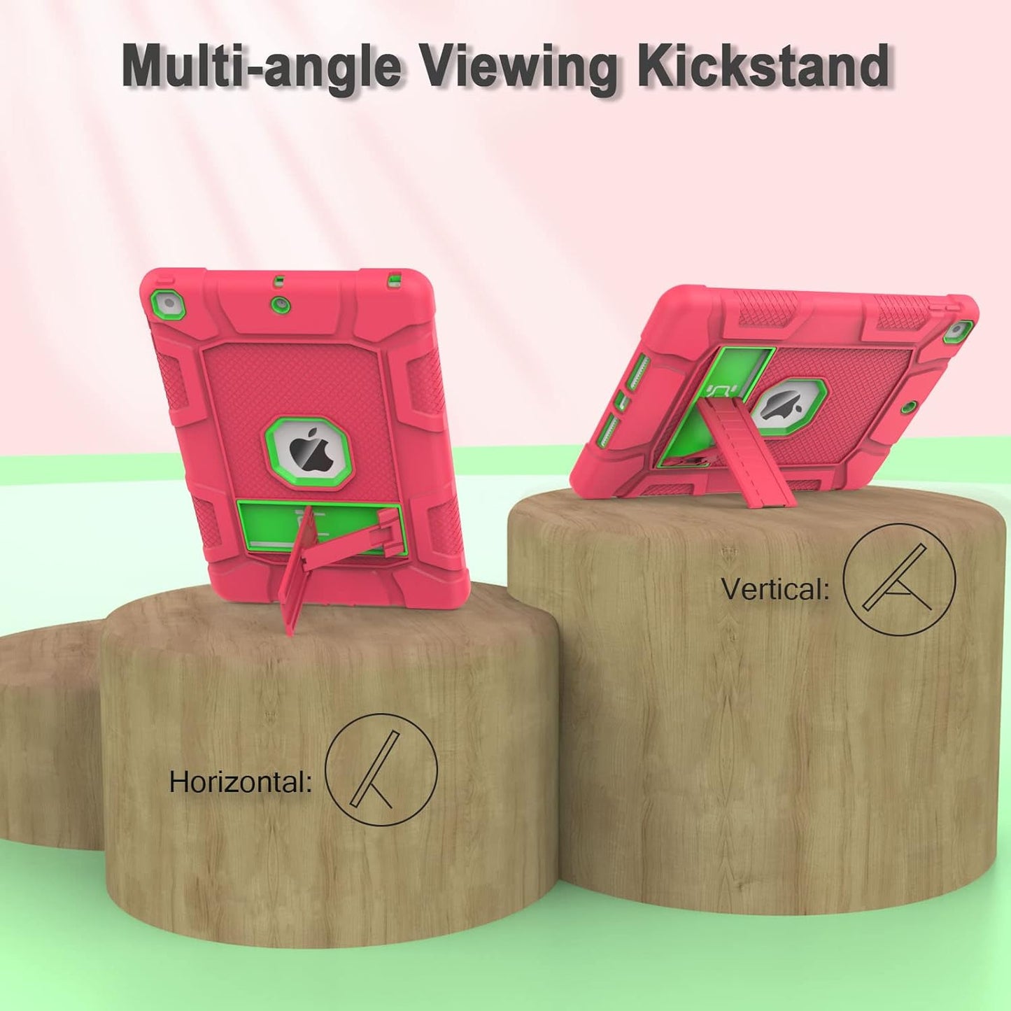 Rantice iPad 9th Generation Case, iPad 8th Generation Case, iPad 7th Generation Case, Hybrid Shockproof Rugged Drop Protection Cover with Kickstand for iPad 10.2'' 2021/2020/2019 Released(Pink+Green)