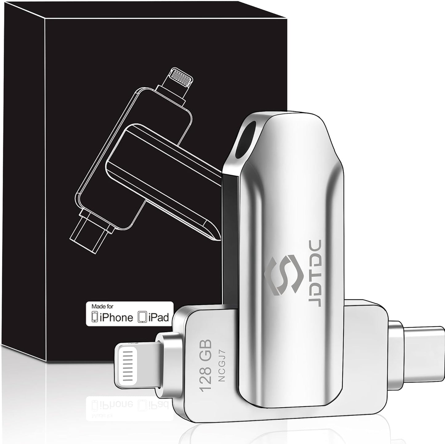 JSL JDTDC MFi Certified 128GB iPhone-16-Photo-Stick USB C & Lightning Flash Drive for iPhone 16/15/14/13/12 Thumb-Drive-for-iPad-Memory External-Storage-Android-Photo-Backup iPhone-Photo-Tansfer-Stick