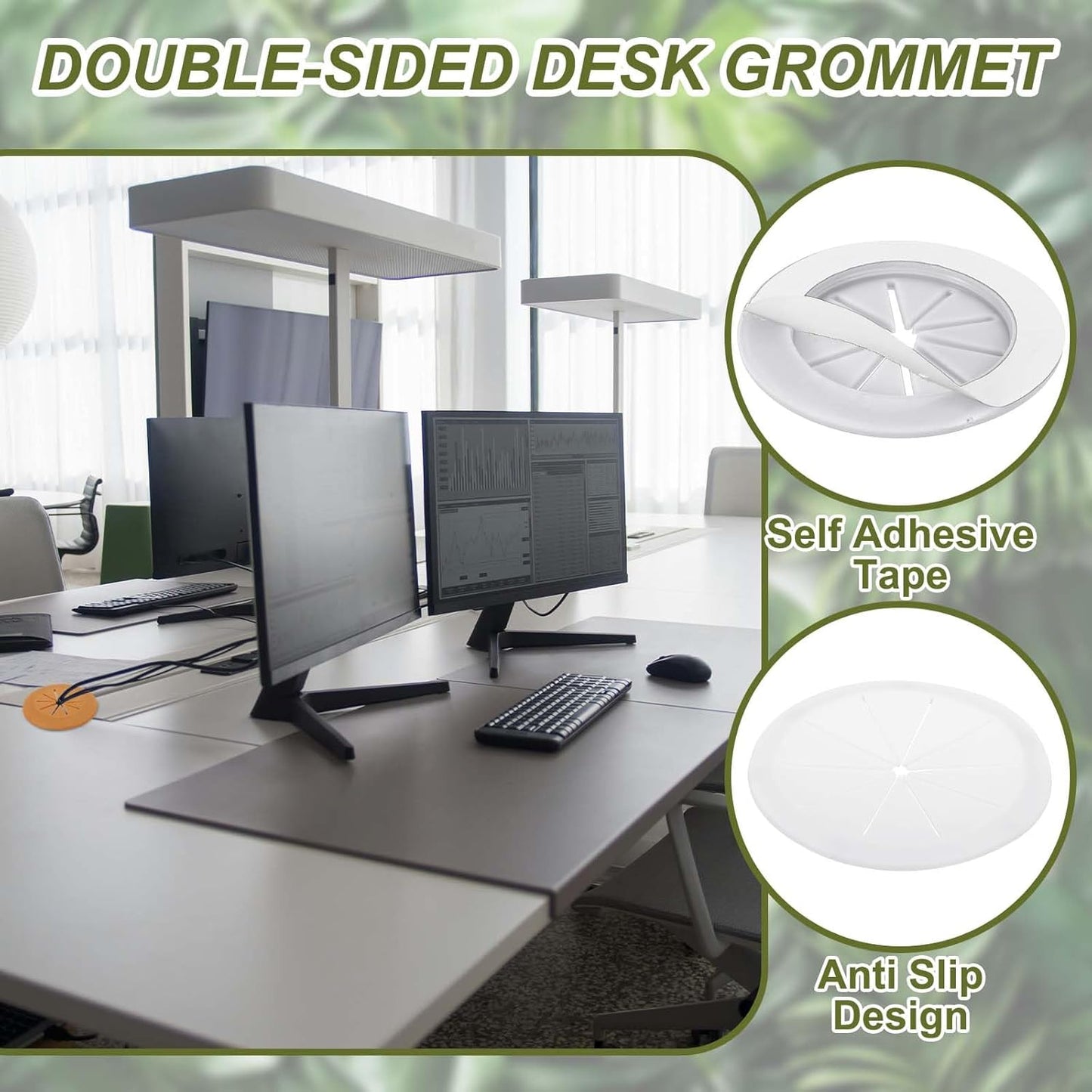 PATIKIL Desk Grommet 3-3/16", 4 Pcs Round Cable Grommet Cord Hole Cover with Adhesive Tape Flexible Table Wire Organizer for Office Home Table Countertop, White