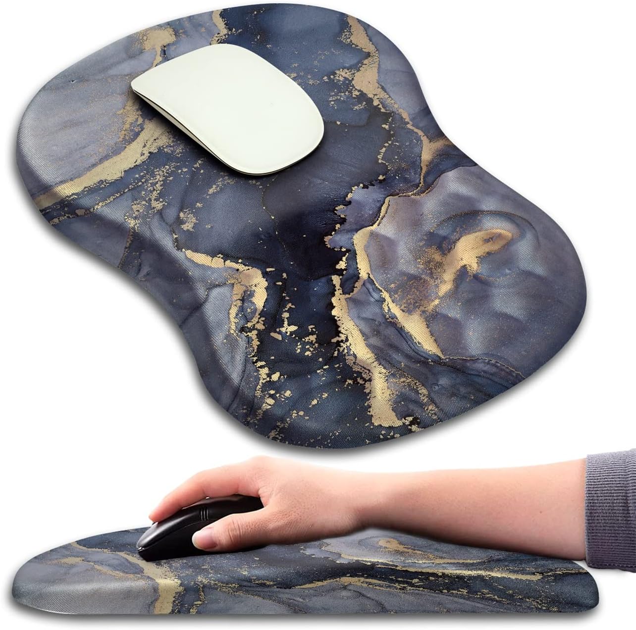 Mouse Pad Wrist Support, Ergonomic Mouse Pad with Massage Dot, Comfortable Computer Mouse Pad for Laptop, Wrist Rest Pain Relief Mousepad with Non-Slip PU Base for Office & Home, 12 x 8 in