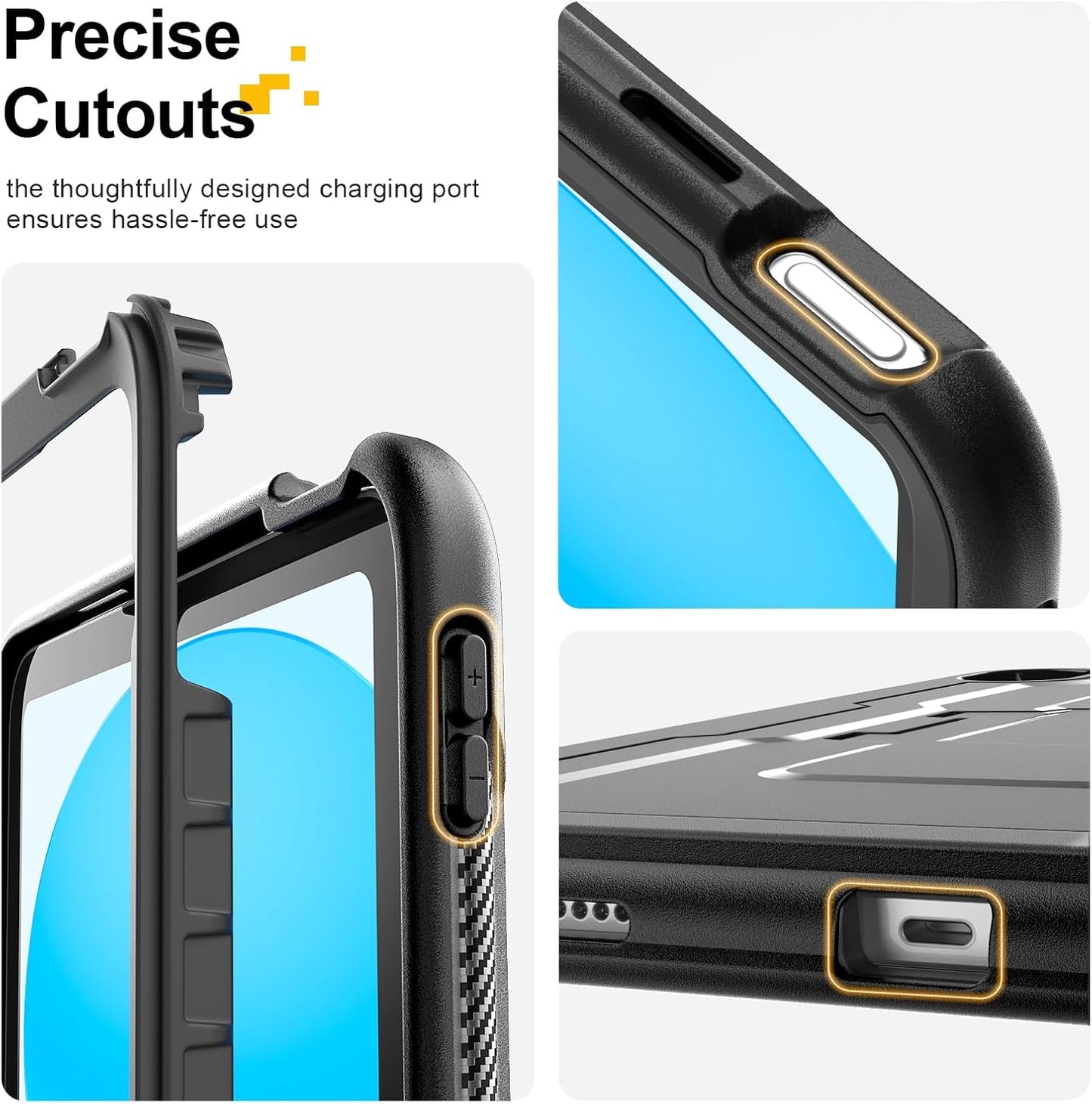 SEYMAC stock Case for iPad (A16) 11th/10th Generation 11''/10.9'' 2025/2022, with Built-in Screen Protector, Shoulder Strap, Built-in Kickstand, Rugged Full Body Shockproof Protective Case, Black