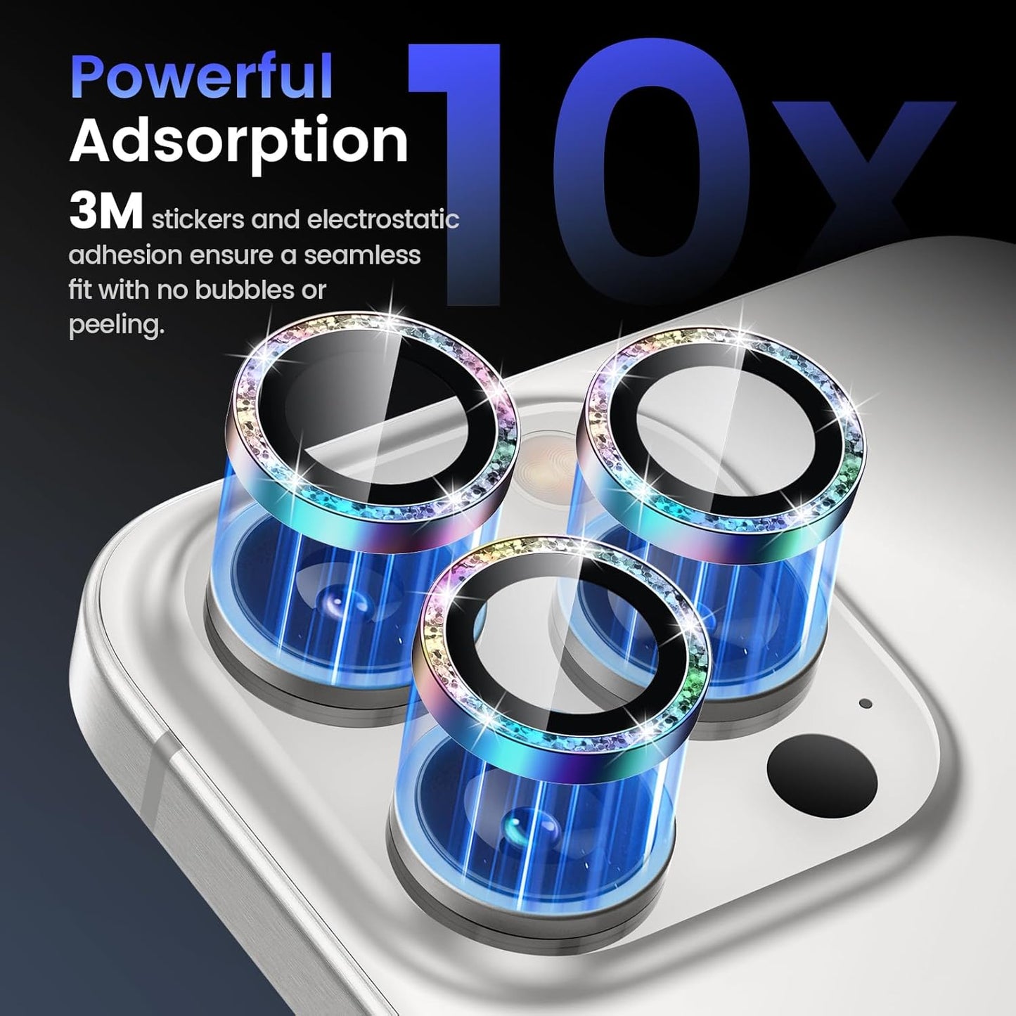 Tensea Camera Lens Protector Compatible for iPhone 16 Pro Max/16 Pro/14 Pro Max/14 Pro, Metal Aluminum Alloy Tempered Glass Cover Camera Screen Protector Accessories, Case Friendly