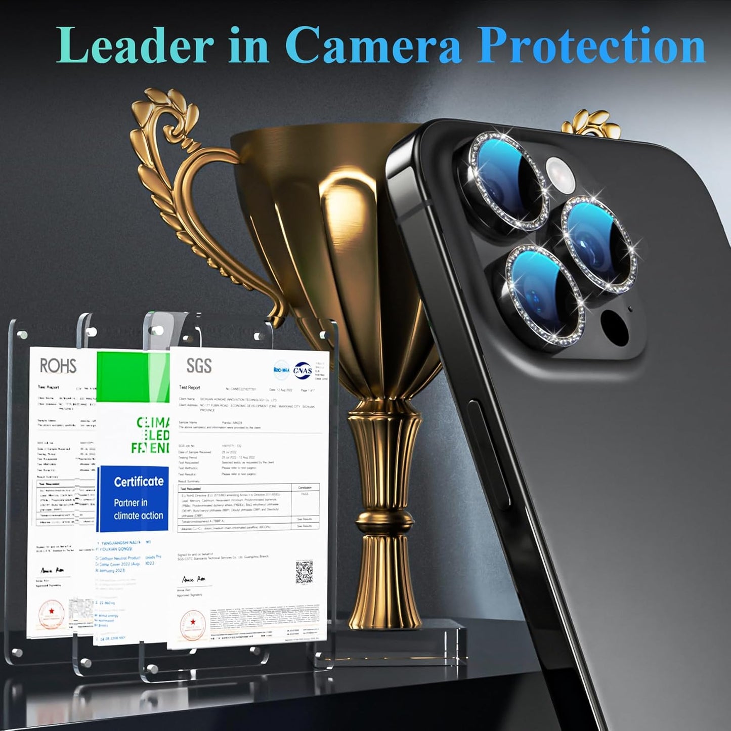 YWXTW Designed for iPhone 16 Pro/iPhone 16 Pro Max Camera Lens Protector Bling, [New Glitter Design] Individual Metal Tempered Glass Camera Cover Accessories Case Friendly (Black Titanium)