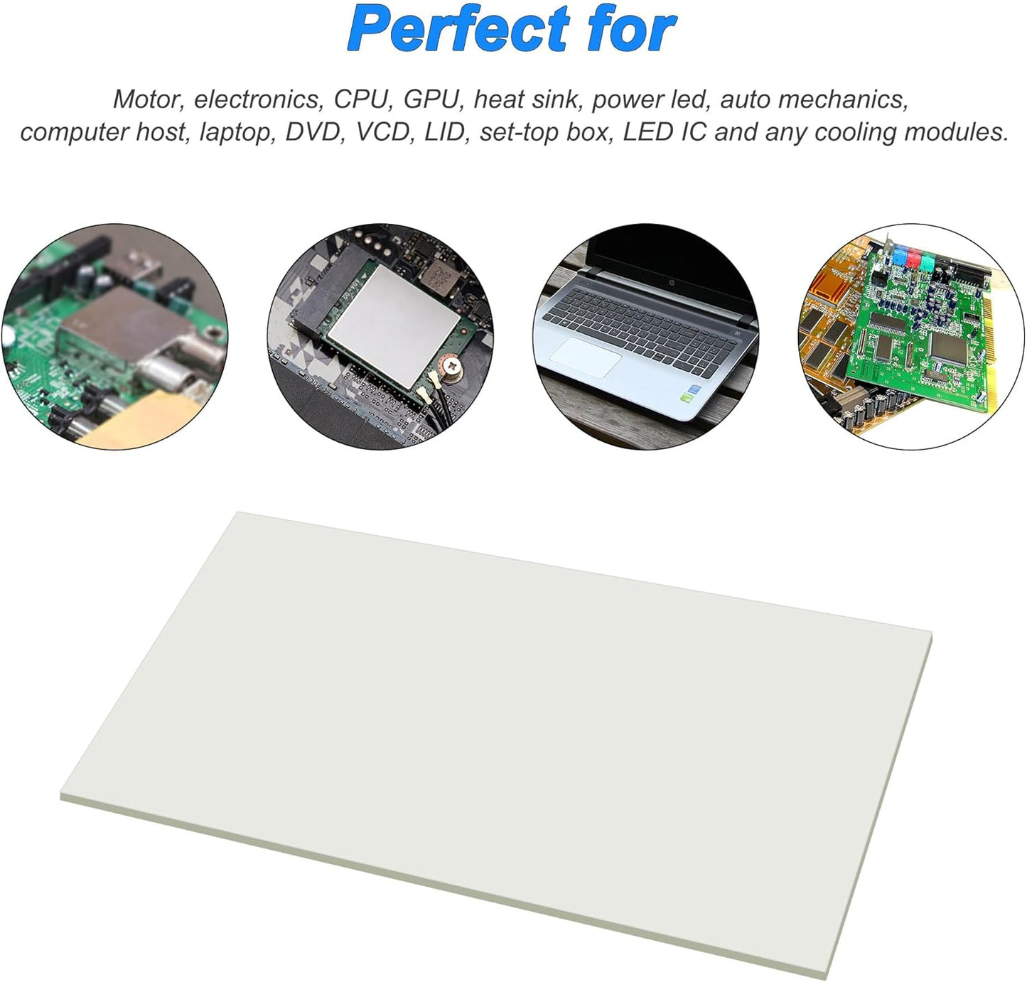 uxcell 1 Pack Thermal Pad, 400 x 205 x 0.5mm Highly Efficient CPU Thermal Conductive Pad, Heat Dissipation Silicone Thermal Pad for Laptop Heatsink CPU GPU SSD IC LED Cooler