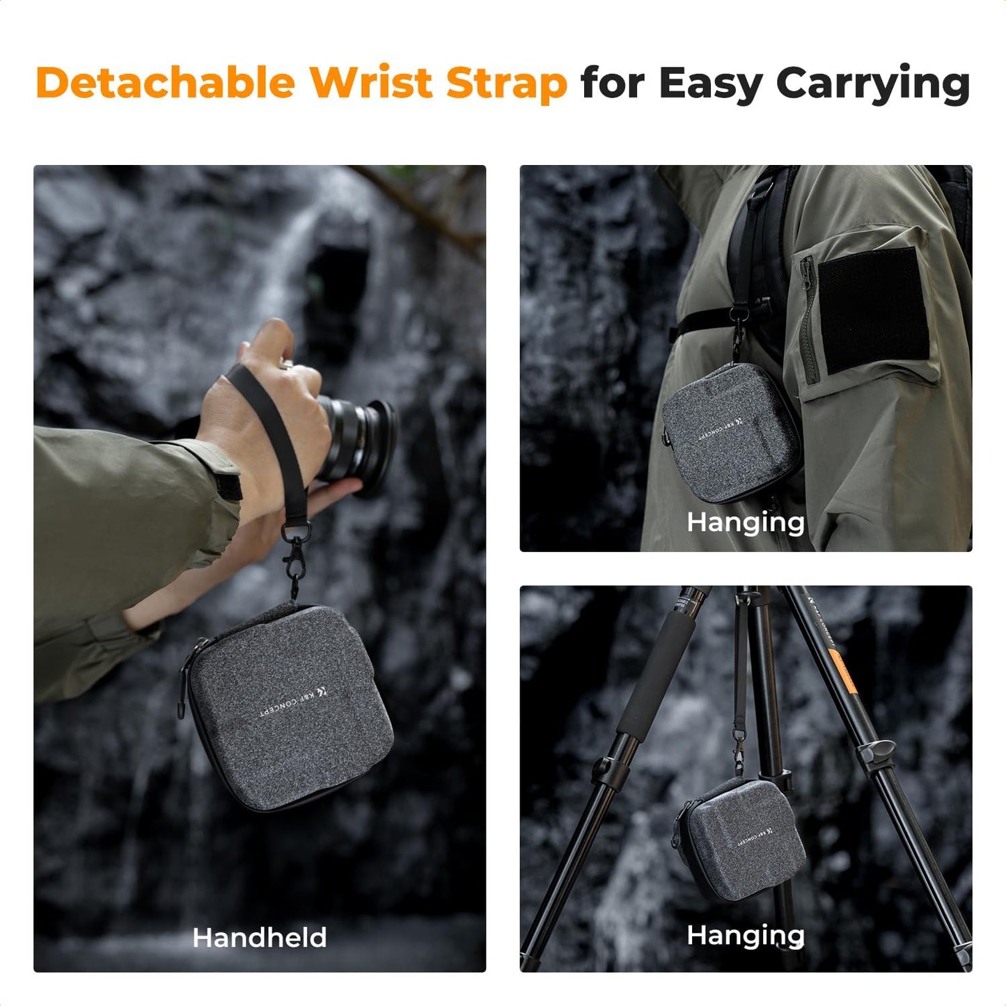 K&F Concept 10 in 1 Lens Filter Case, Hard Shell Camera Filter Pouch Up to 82mm with Hand Strap, Waterproof Camera Lens Filter Storage Wallet for ND UV CPL Filter Pouch