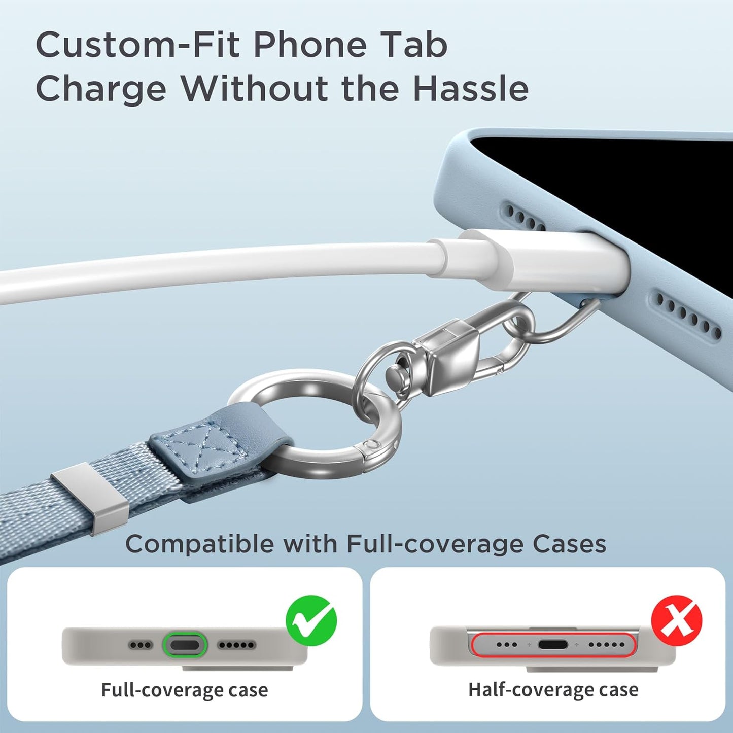 Phone Lanyard 2 in 1, Anti Theft Phone Strap Crossbody for Women Men, Adjustable Phone Wrist Strap with 2 Pack Tether Tabs