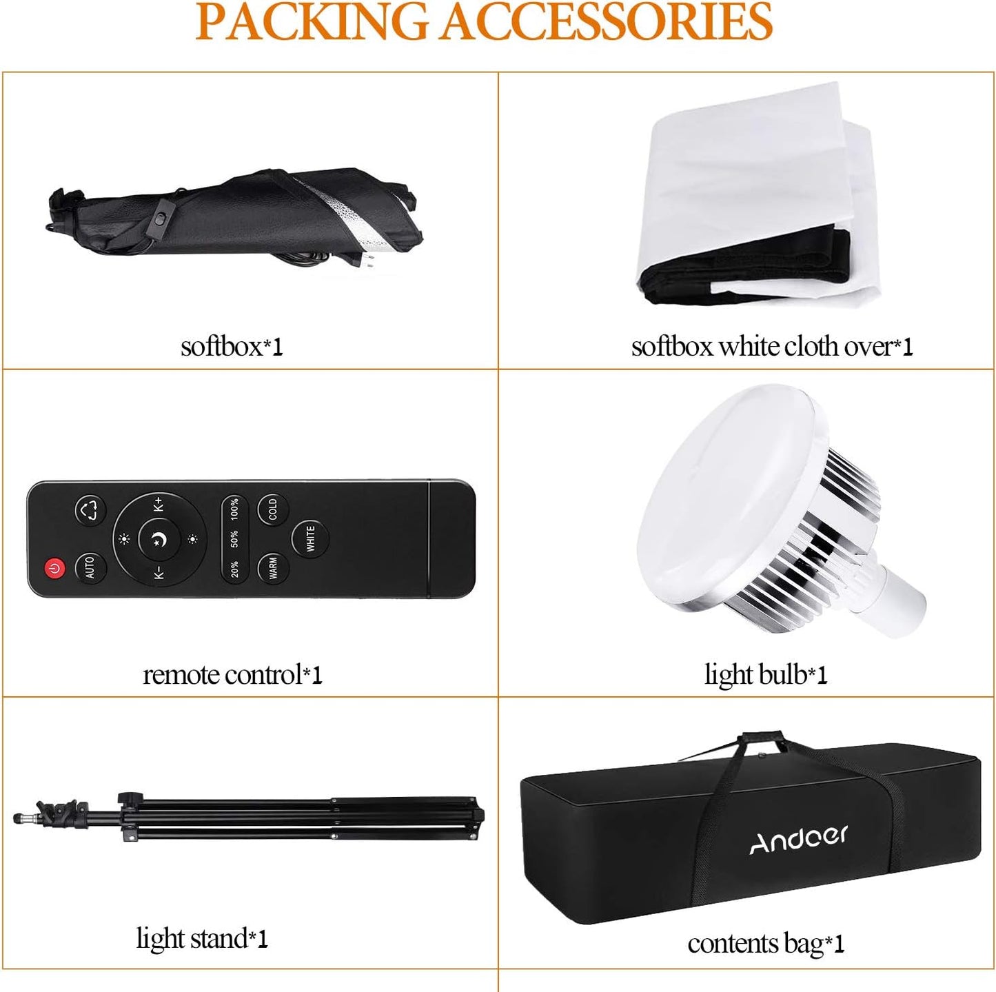 Andoer Softbox Photography Lighting Kit Studio Light, Bi-Color Dimmable 85W Soft Box Studio Output Lighting, with 3 Color Temperature Continuous Lighting Kit for Portrait Video,Advertising Shooting