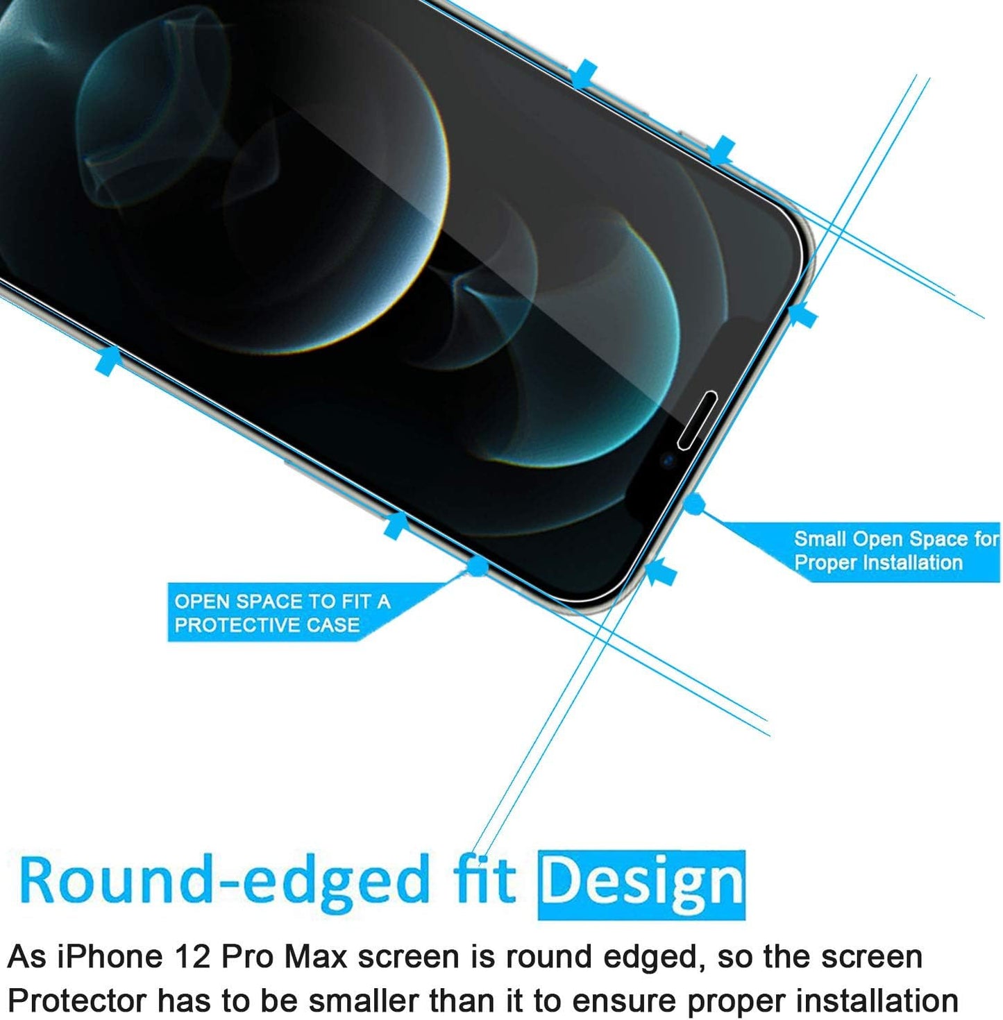 NEW'C 3 Pack Designed for iPhone 12 Pro Max Screen Protector (6.7"), Enhanced Tempered Glass Protection, Case Friendly Anti Scratch Bubble Free Ultra Resistant