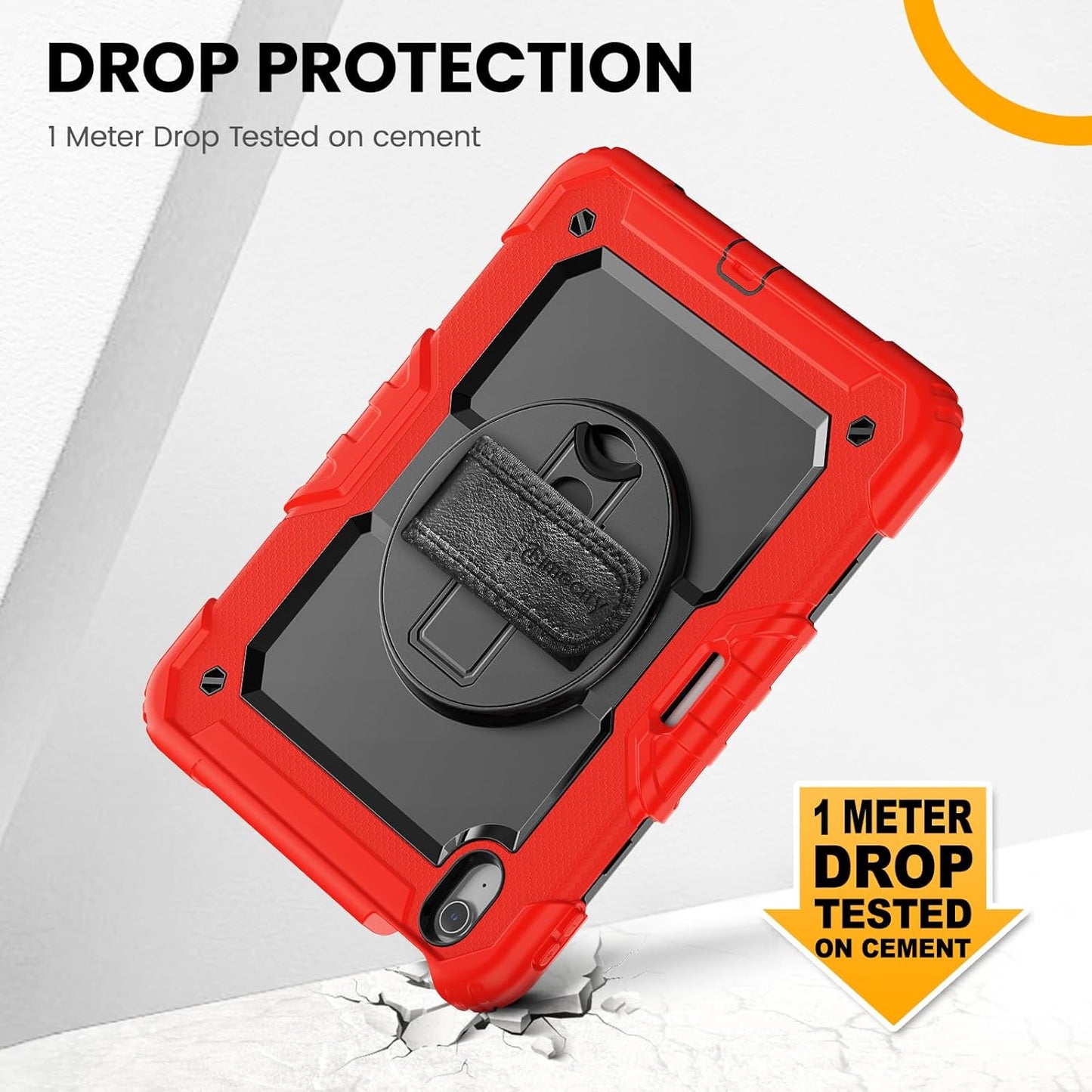 timecity Case for iPad Air 11 Inch M3/ M2 (2025/2024), 360° Rotating Stand, Pencil Holder & Wireless Charging, Shockproof with Screen Protector & Shoulder Strap - for Designers, Red