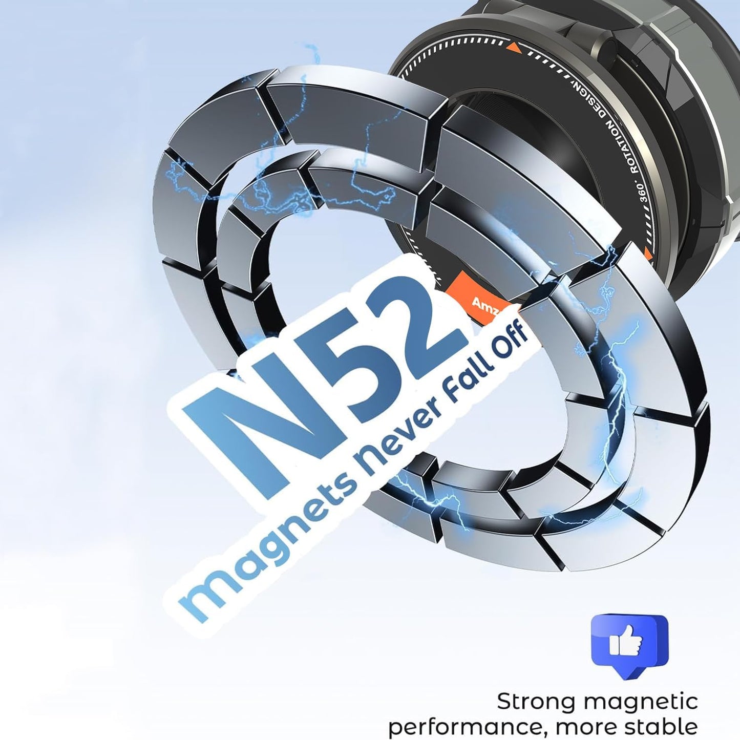 Phone Holders for Your Car Phone Holder Mount for MagSafe 360° Adjustable Vacuum Suction Magnetic Car Phones Mount Cellphone Holder for iPhone 16 15 14 13 12 Series and Android (Zinc Alloy)