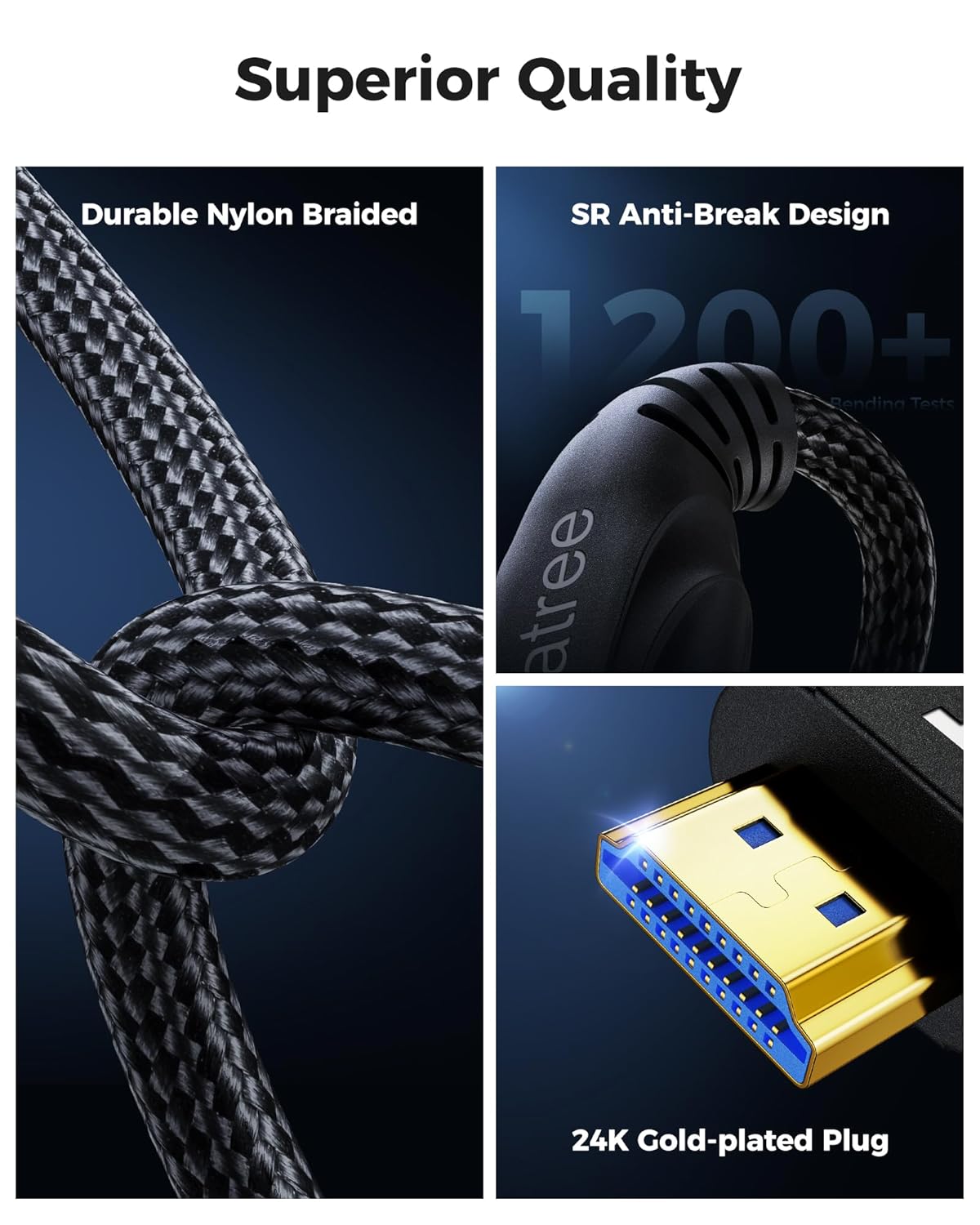 8K Short HDMI Cable 3.3FT - Certified Ultra High Speed HDMI Cable,48Gbps,8K 60hz,4K 120hz,Braided,eARC - Compatible for HDTV,PS5,PS4,Blu-ray