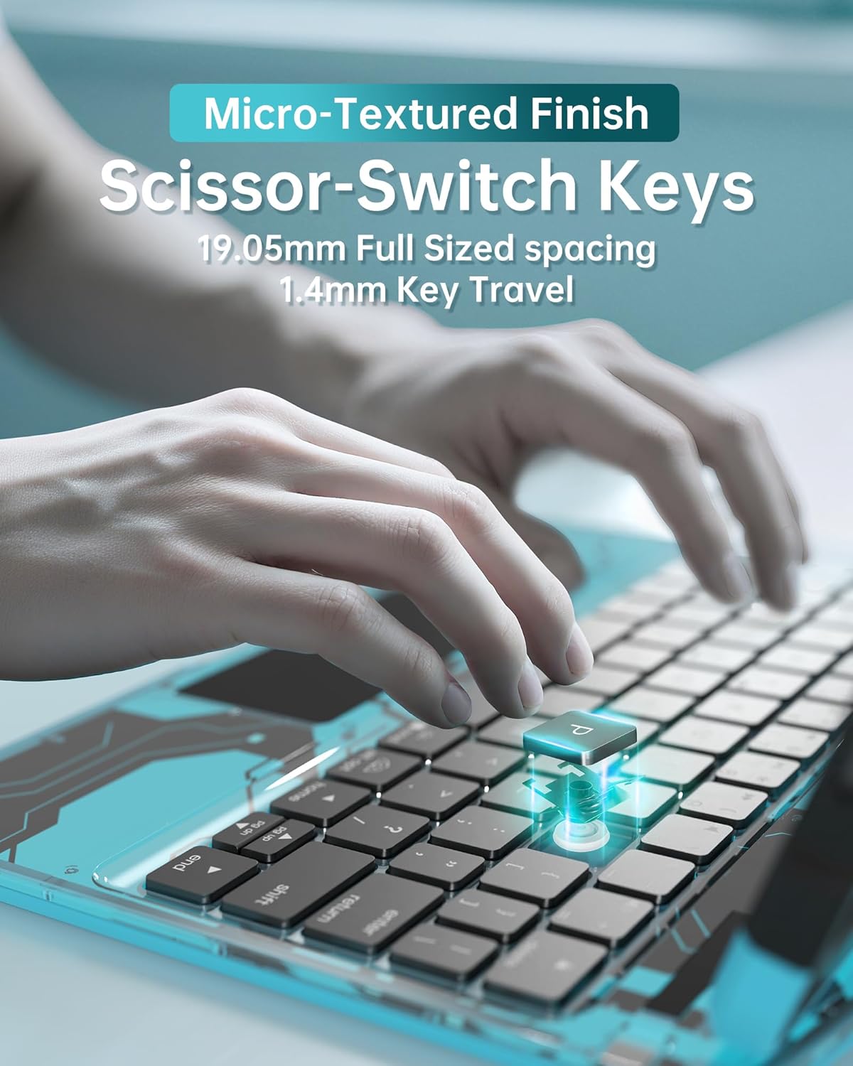 Intermerge Clear A16 11th (2025) & 10th Generation 10.9" Case with Keyboard, 360° Transparent Multi-Touch Trackpad, 7-Color RGB Keyboard, Pencil Holder, Type-C, Power Indicator, Aqua Pulse