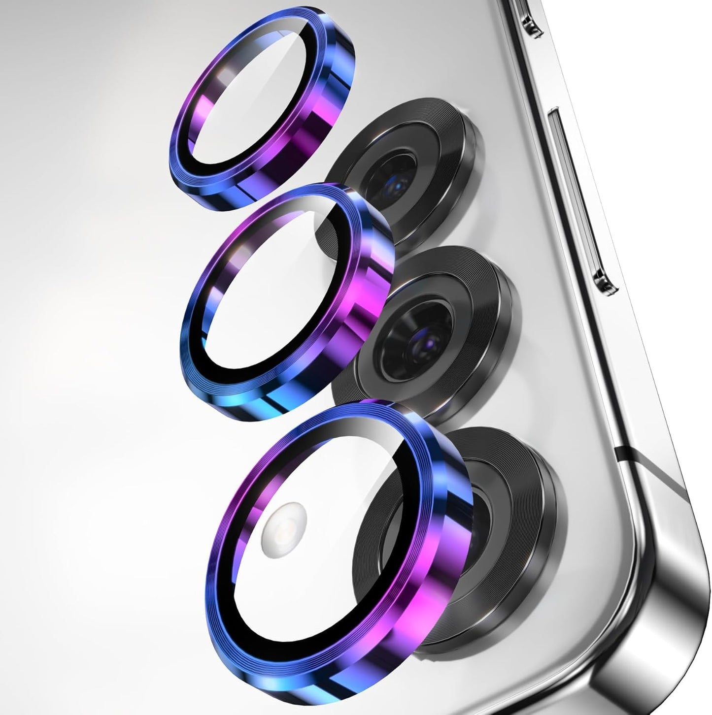 YWXTW Camera Lens Protector for Samsung Galaxy S25+ Plus Accessories [1:1 Fit & Ultra Clarity] 9H Tempered Glass Metal Individual Ring Camera Cover Screen Protector, Case Friendly (Multi-Coloured)