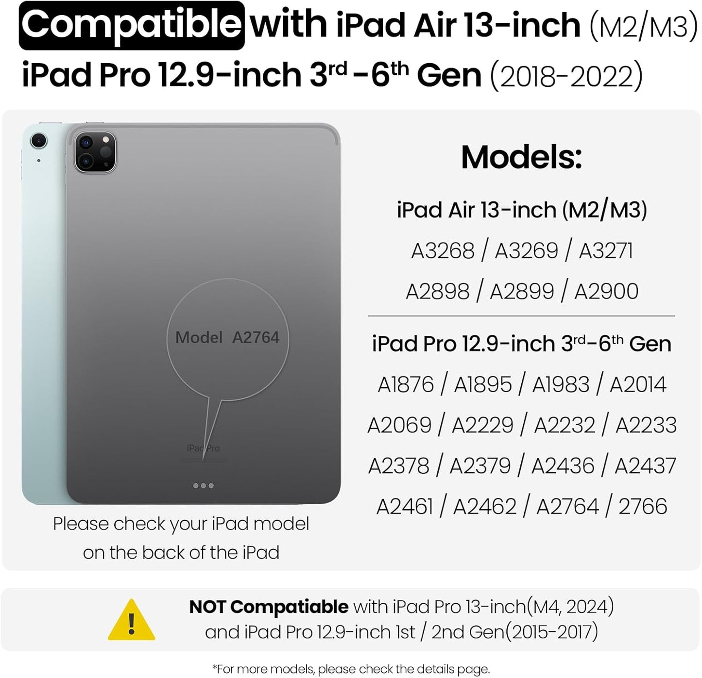 Nillkin Carry Go Keyboard Case for iPad Air 13 inch (M3/M2) with Handle, iPad Pro 12.9 (3rd/4th/5th/6th Gen) Rugged Case with Detachable Keyboard, Magic Trackpad, 7 Colors Backlit, Camera Cover, Black