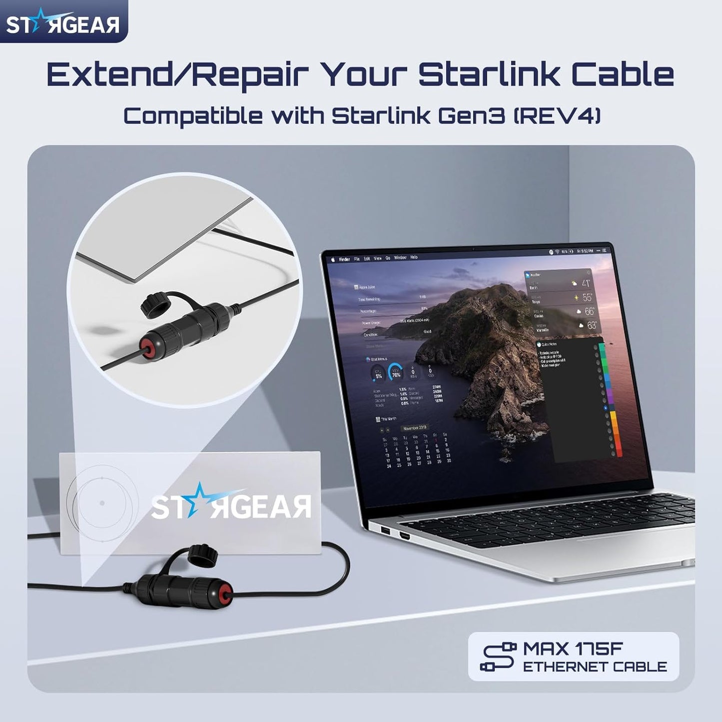 2 Pack Starlink Ethernet Adapter Gen 3/Mini, Waterproof Starlink Cable RJ45 Coupler Starlink Mini Ethernet Cable Extension