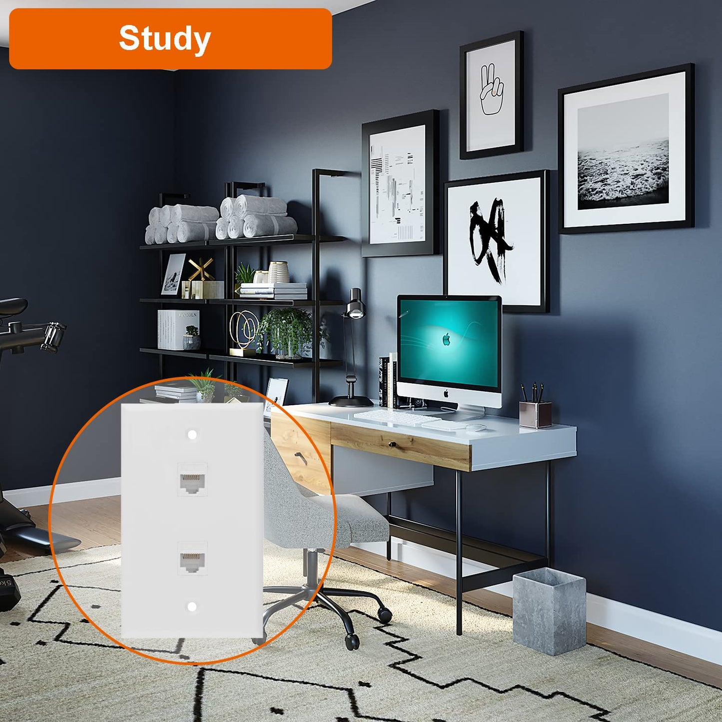 Ethernet Wall Plate, 2 Port Cat 6 RJ45 Keystone Female to Female Wall Plate Compatible with Cat7/6/6e/5/5e Ethernet Devices