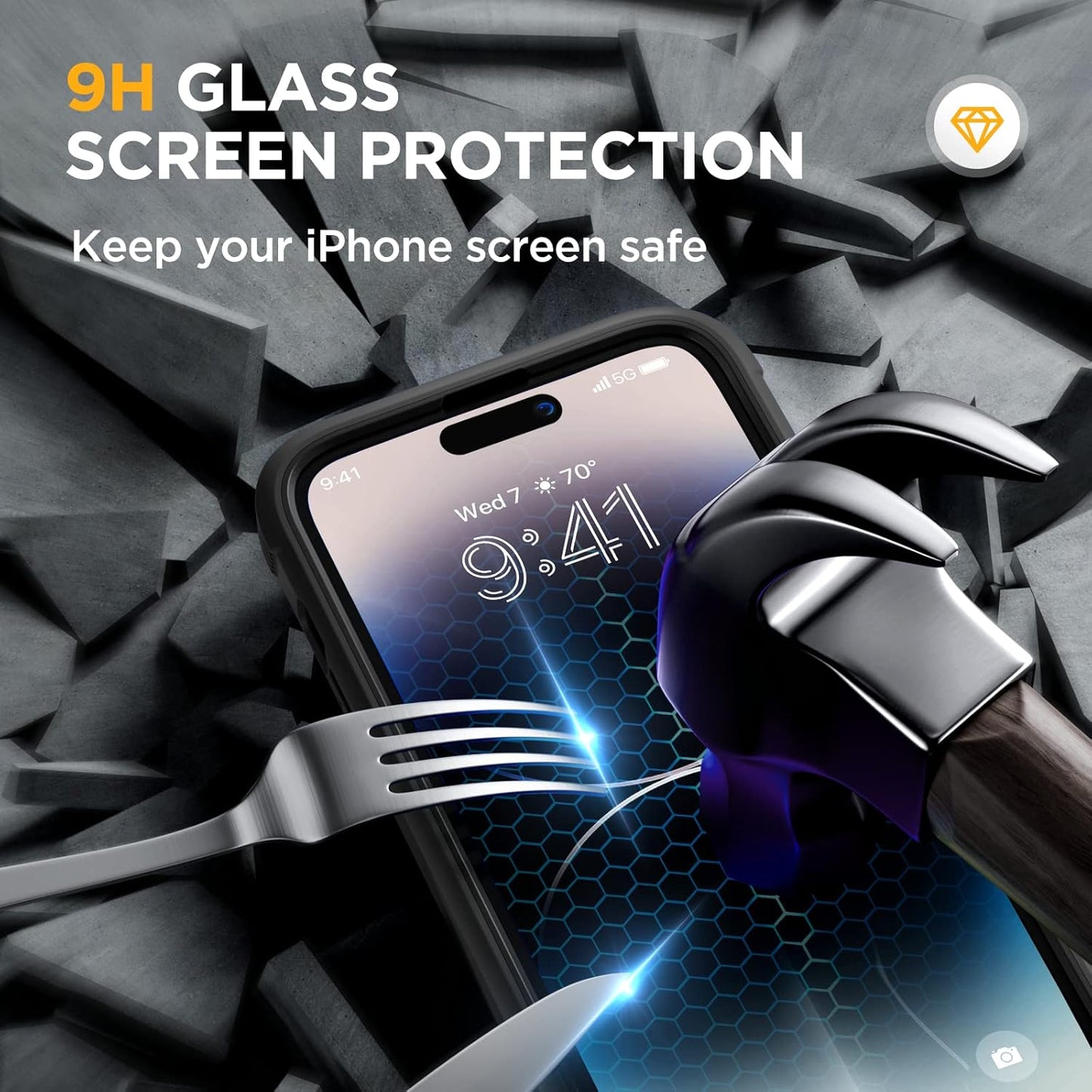 Miracase Glass Series Designed for iPhone 14 Pro Max Case 6.7 Inch, Upgrade Full-Body Magnetic Case with Built-in 9H Tempered Glass Screen Protector, with Camera Lens Protector, Magnetic Black