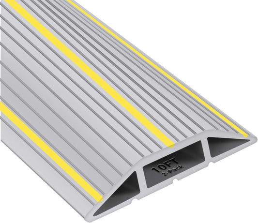 20Ft Cord Cover Heavy Duty Cable Protector 3 Channels Contains Cords Cables and Wires Easy to Unroll-Conceal Wires of Home Office Workshop Concerts or Other Outdoors Surround (Gray-2PCS 10Ft)