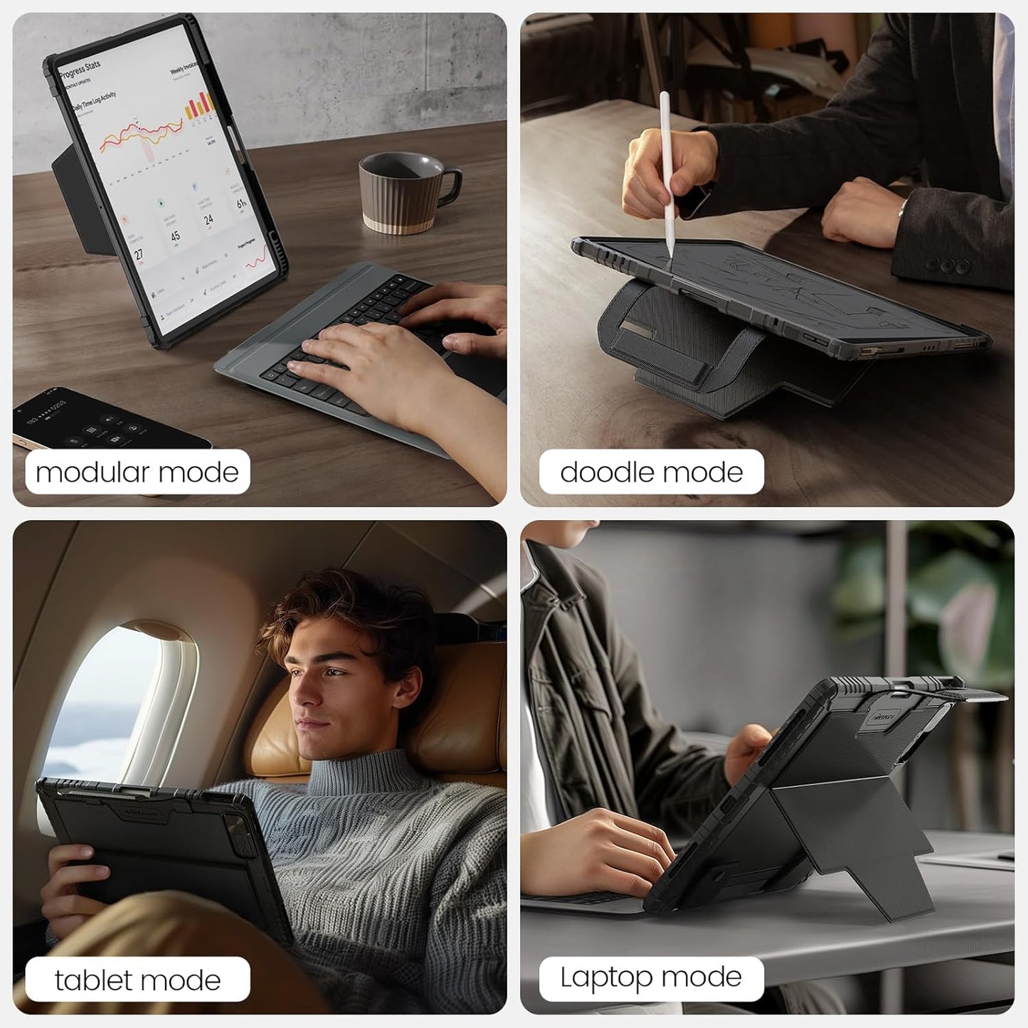 Nillkin Carry Go Backlit Keyboard Case for iPad Air M3 iPad Pro 12.9 (3rd/4th/5th/6th Generation) with Handle,for iPad Air 13 inch M2 Detachable Keyboard Case with Trackpad,Kickstand,Great Typing