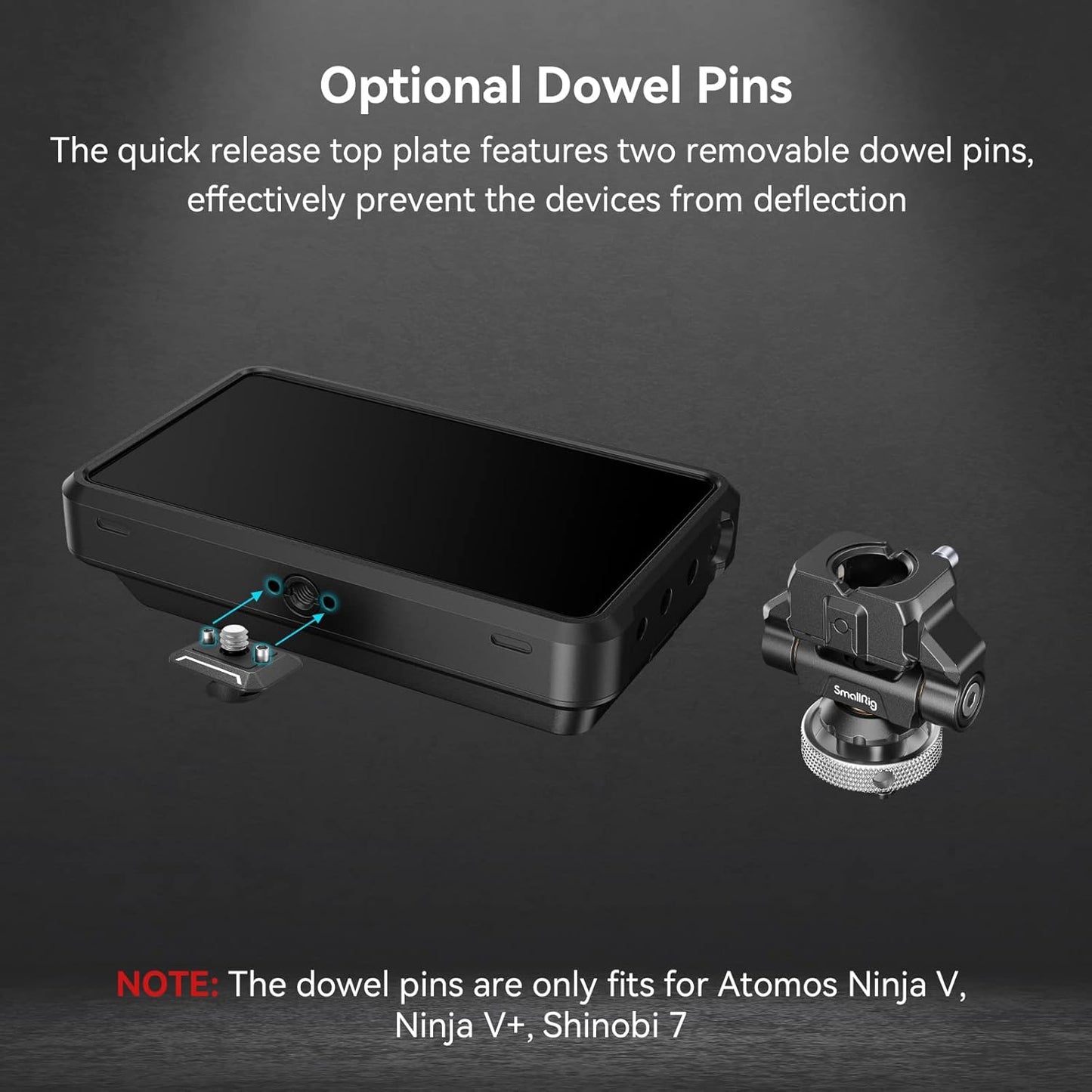 SmallRig Quick Release Camera Monitor Mount with Cold Shoe, Supports Swivel 360° and Tilt 170° Adjustable, Drop-in HawkLock Camera Hot Cold Shoe Monitor Holder for 5" & 7" Monitor - 3514C