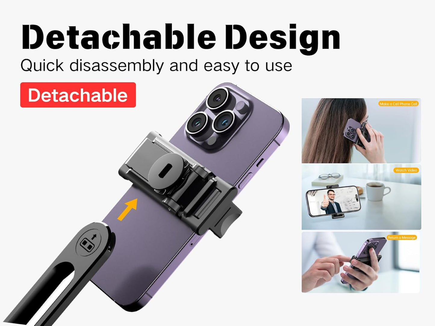 C13D 53" Selfie Stick Tripod with Fill Lights, Bluetooth Remote – Detachable Phone Mount, Dual Light Modes, for iPhone, Android, GoPro & Camera