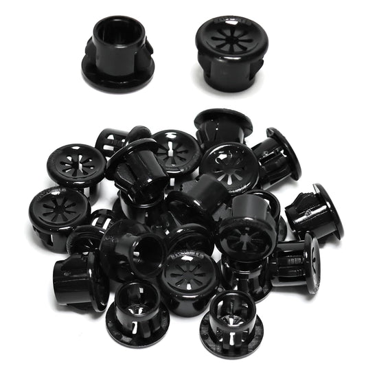50 Pcs Cable Grommet, Snap Bushing 7/16" (11 mm) Mounting Diameter, Flexible Petal-Shaped Buckle Round Nylon Desk Grommet for Wires Through Countertop Cord Organizer and Protection, Black