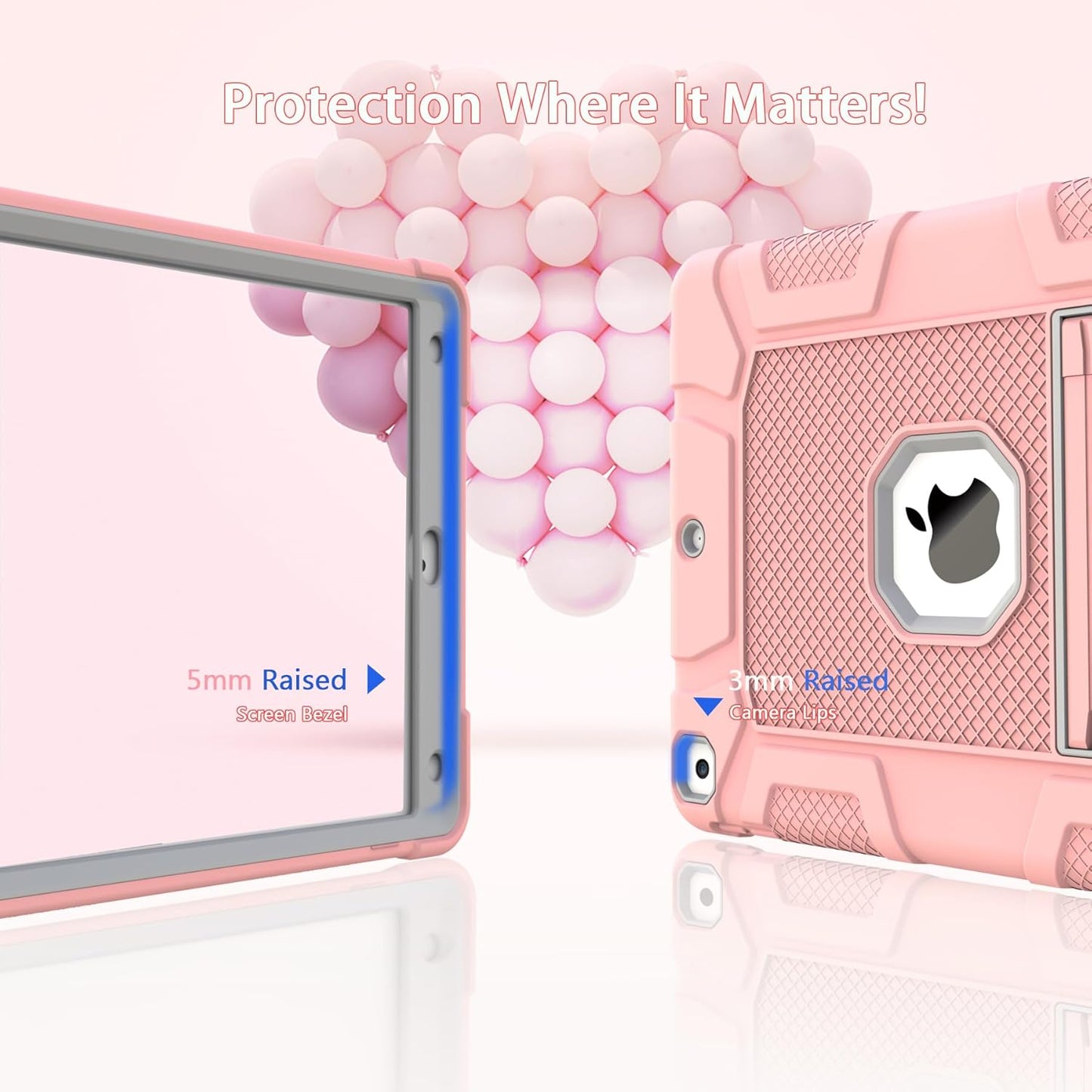 Rantice iPad 9th Generation Case, iPad 8th Generation Case, iPad 7th Generation Case, Hybrid Shockproof Rugged Drop Protection Cover with Kickstand for iPad 10.2'' (Rose Gold)