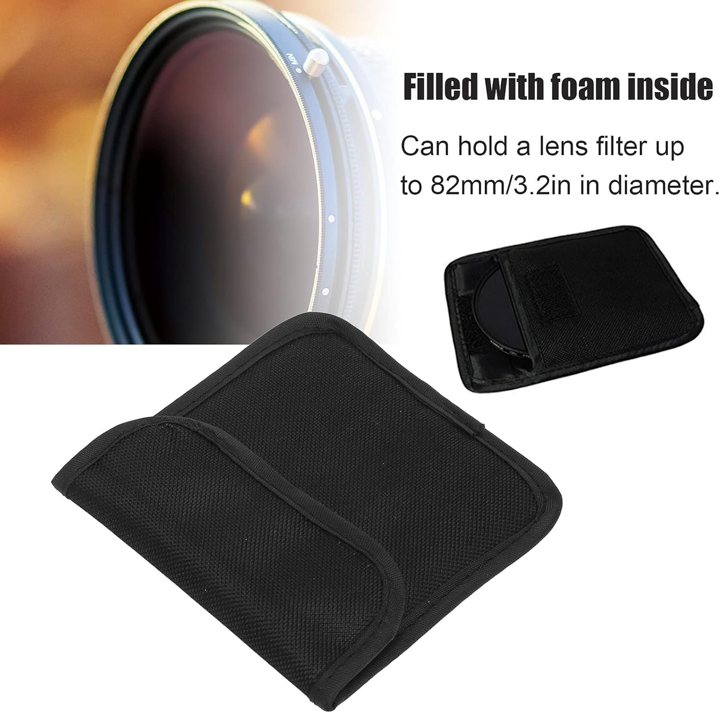 BigKing Camera Filter Pouch Case, One Pocket, Nylon, Waterproof, Up to 82mm/3.2in
