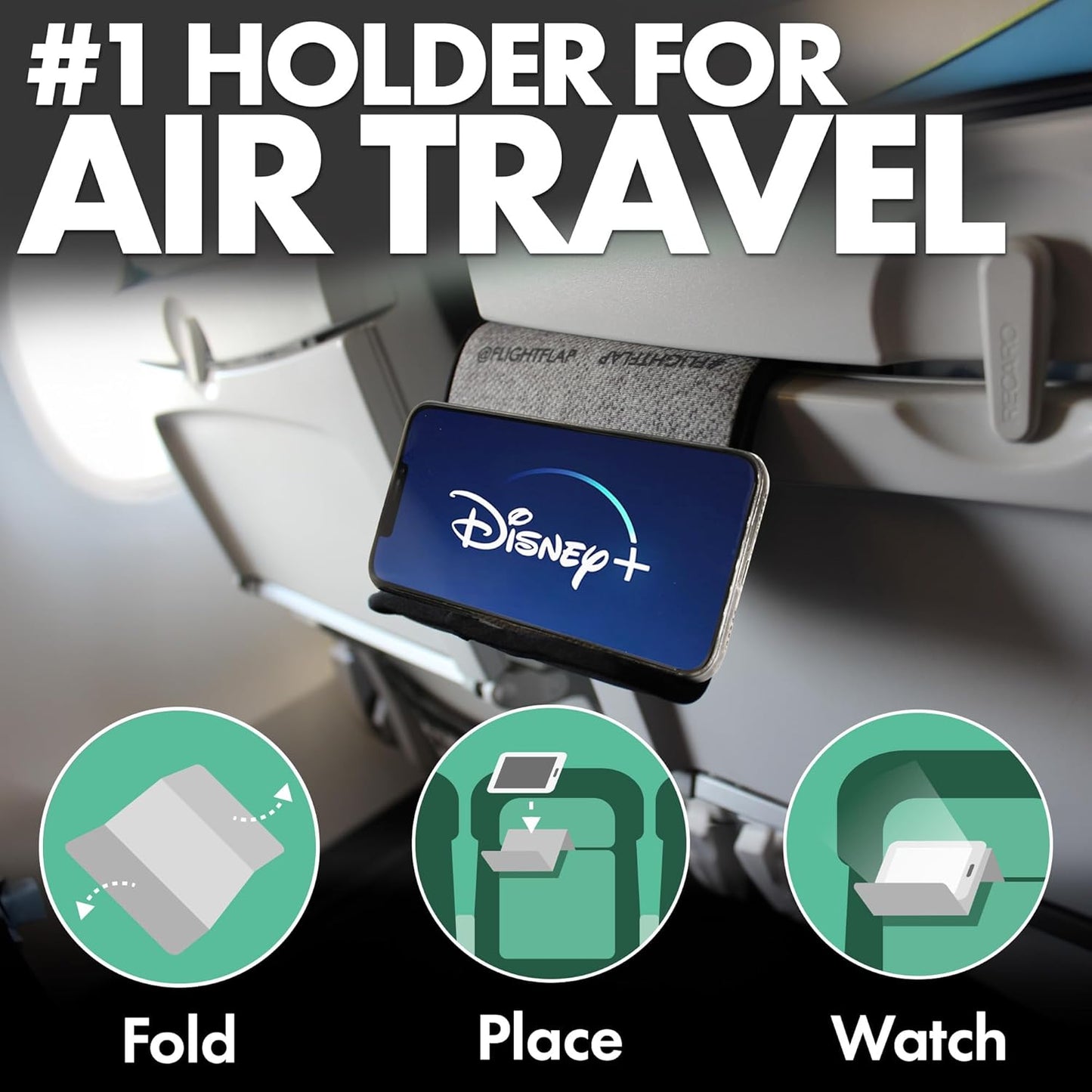 Airplane Phone Holder, Flexible Tablet and Cell Phone Holder, Folding Cellphone Stand for Desk, Bed, Office, Treadmill - Airplane Accessories Long Flight Travel - Plane Essentials (Pro)