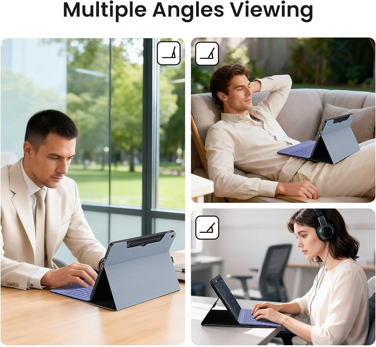 Omnpak Case for Microsoft Surface Pro 12" 2025, Lightweight Protective, Multiple Angle Viewing, Stylus Holder, Compatible with Type Cover Keyboard