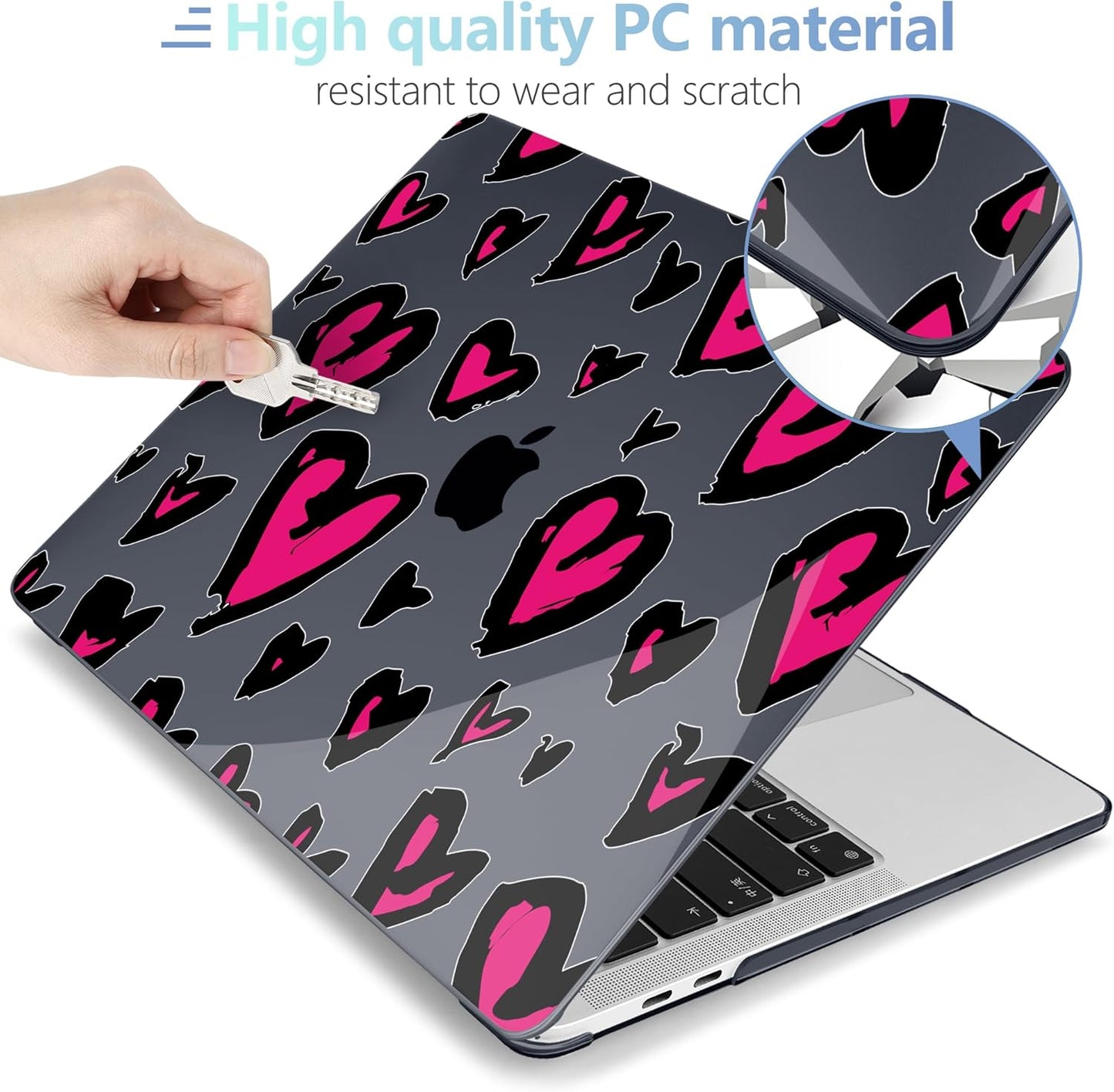 MEEgoodo Case for MacBook Pro 13 inch Case 2022 2021 2020 New A2338 M2/M1 A2251 A2289, Laptop Hard Shell with Keyboard & Camera Cover Compatible with 13 inch MacBook Pro, Handwritten Heart
