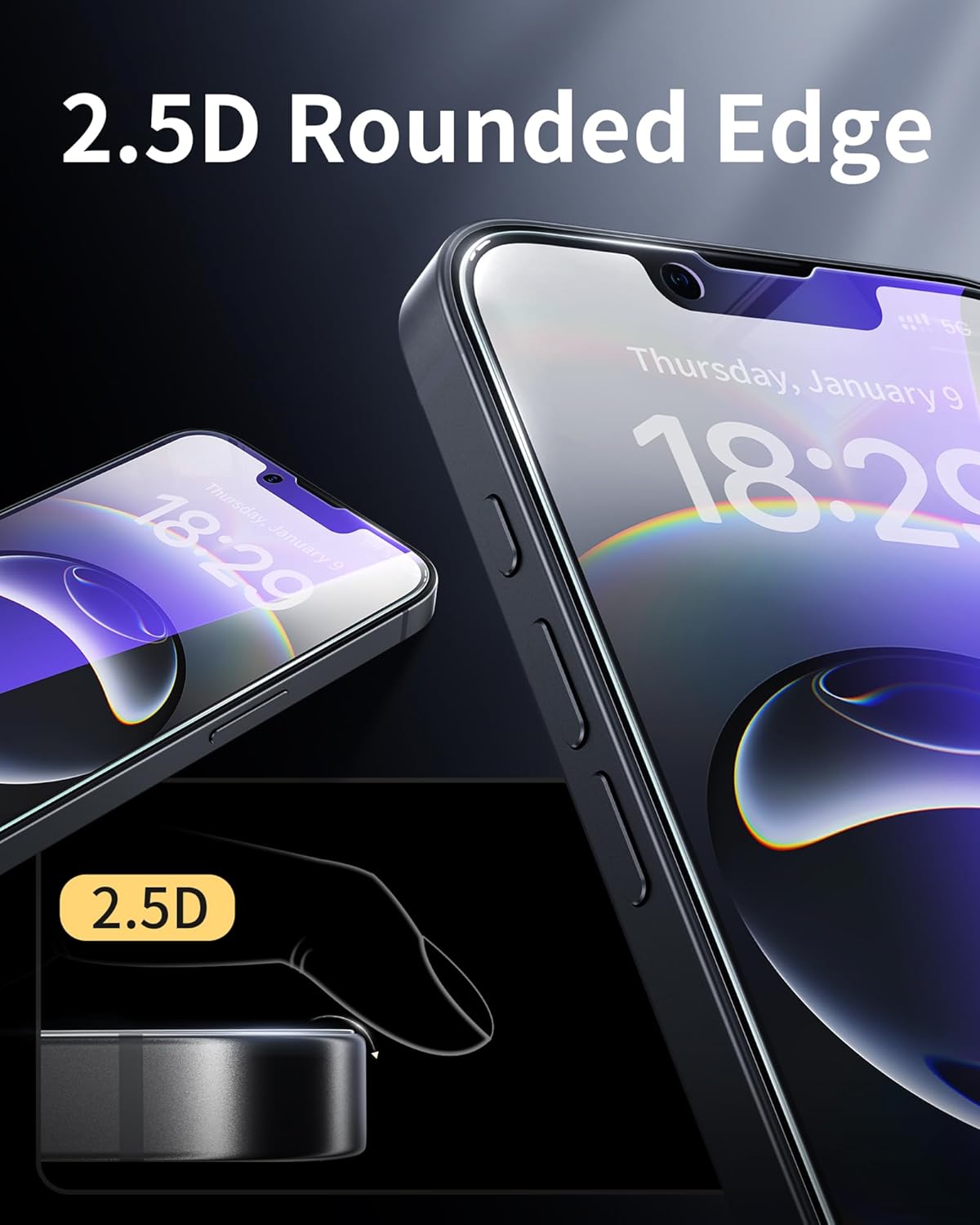 NIMASO for iPhone 16e/13 Pro/13/14 Screen Protector, 2 Pack Anti Blue Light Tempered Glass Screen Protector for iPhone 16e, Automatic Dust Removal, Instant Installation (6.1 inches)