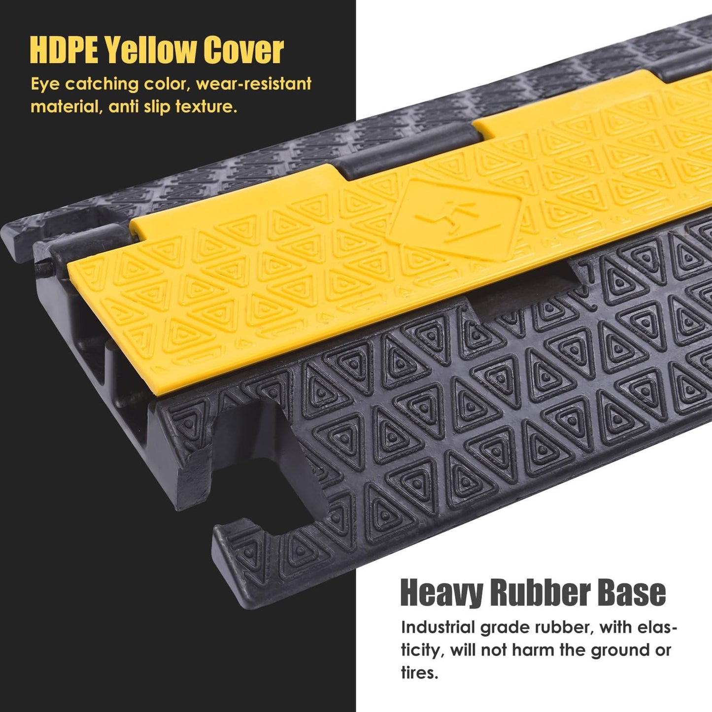 Heavy-Duty Rubber Cable Protector Ramp, Floor Cable Wire Cord Cover Speed Bumps 22000 Lbs Load Capacity, Driveway Hose Cable Ramp Protective Cover for Indoor Outdoor (Small 2-Channel x 4Pcs)