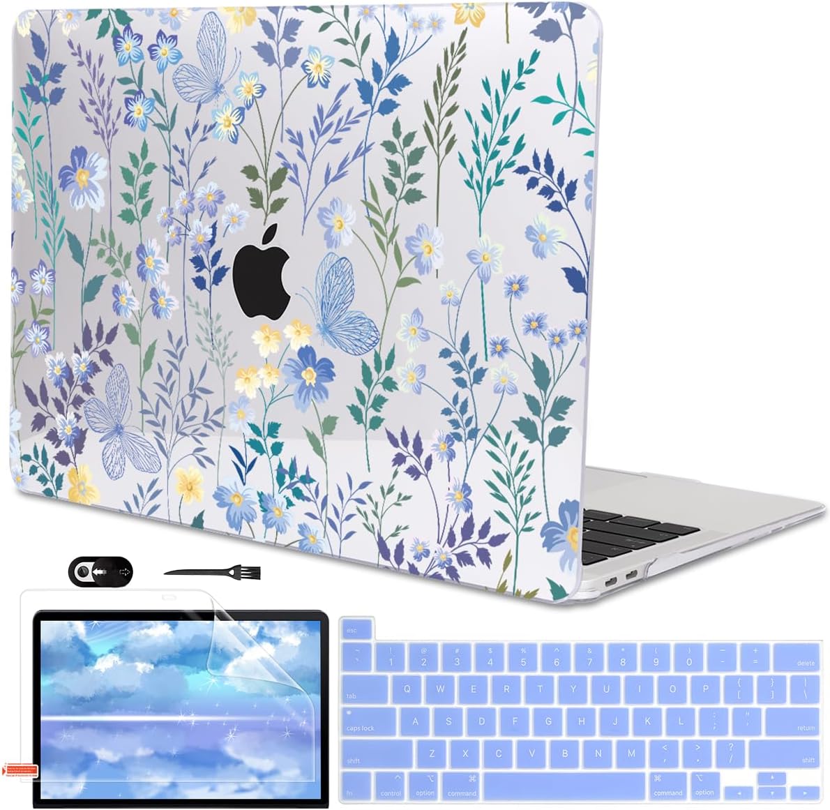 for MacBook Pro 13 inch Case 2022 2021 2020 Release A2338 M2 M1 A2289 A2251, Printed Pattern Plastic Hard Shell Cover for MacBook Pro 13.3-inch Touch Bar Fits Touch ID, Meadow Wildflower