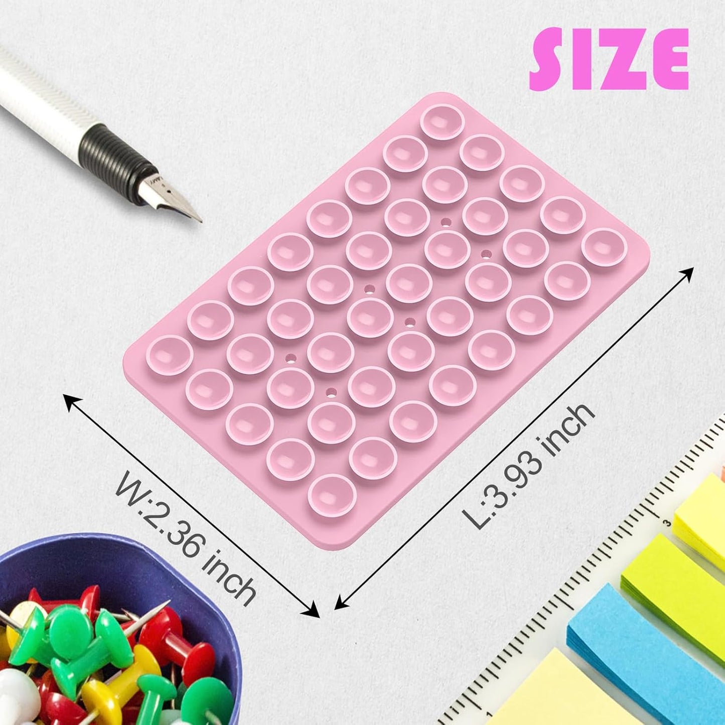 2PACK Silicone Double Sided Suction Phone Case Mount, Detachable Hands Free & Strong Grip Holder for Selfies & Videos, Compatible iPhone Android (Light Pink, 2Pack 40 Suction Cups)