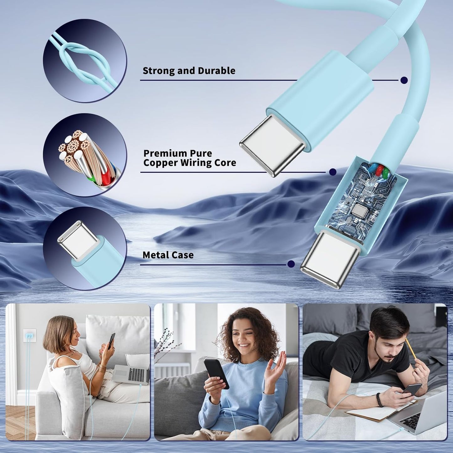 Super Fast Samsung Charger Type C,45W Dual Port USB C Fast Charger Block [2-Pack] & Extra Long 60W 3/6/6/10FT USB C Cable - PD Quick Charging 3.0 for Samsung Galaxy S25 Ultra/S24+/S23 iPhone 16